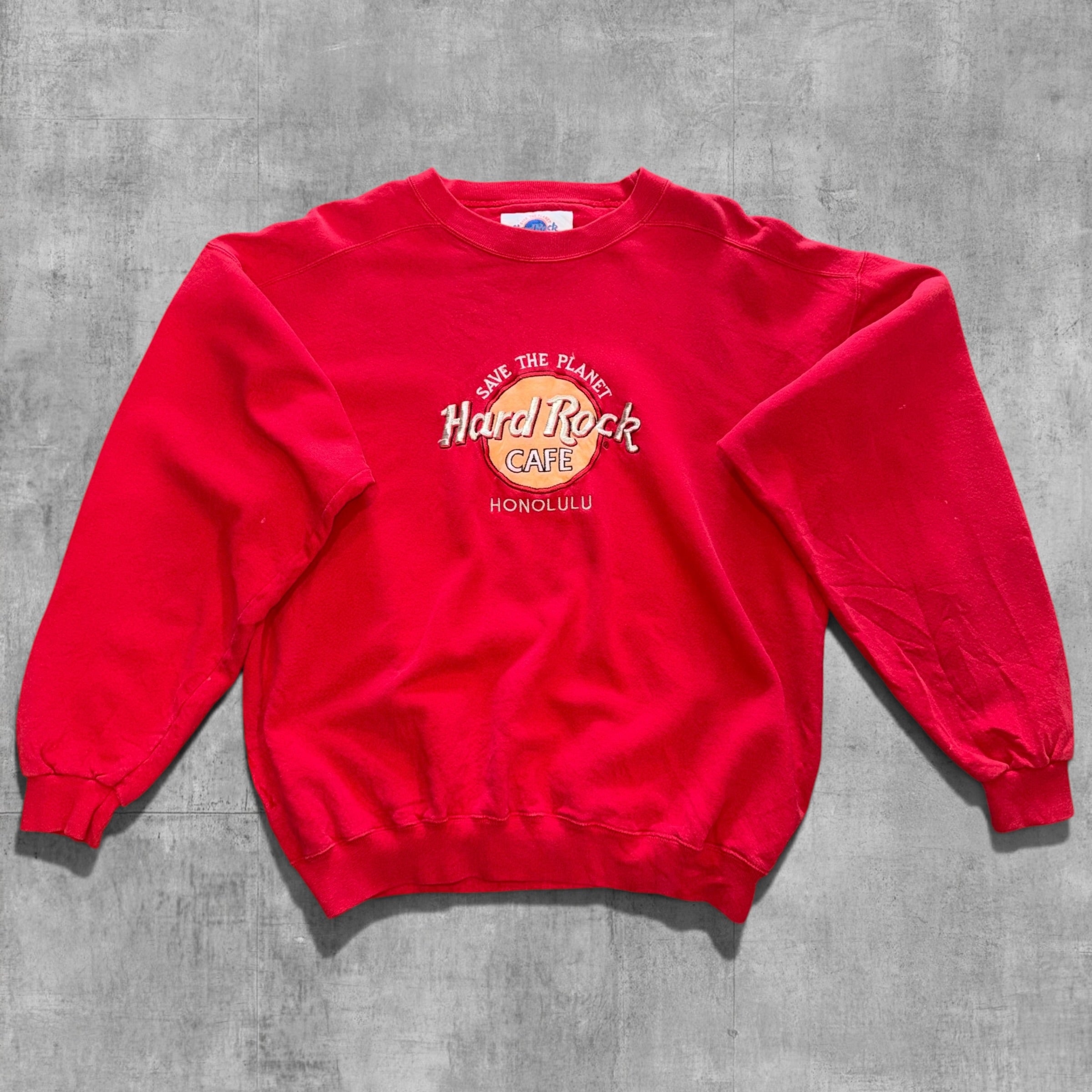VINTAGE HARD ROCK CARE CAFE HONOLULU EMBROIDERED SWEATSHIRT - XL