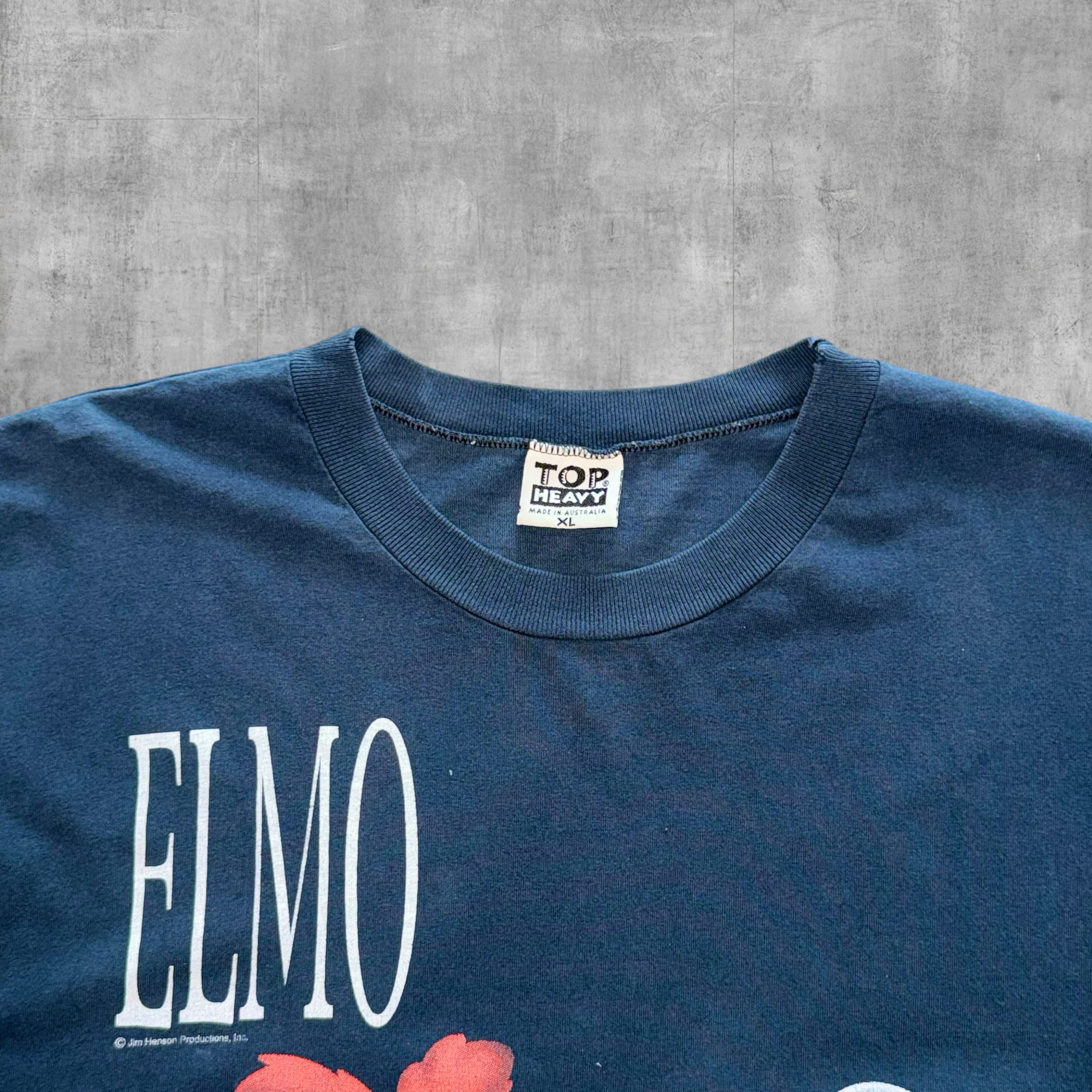 VINTAGE ELMO JIM HENSON BLACK OUT TEE - 1996 - XL