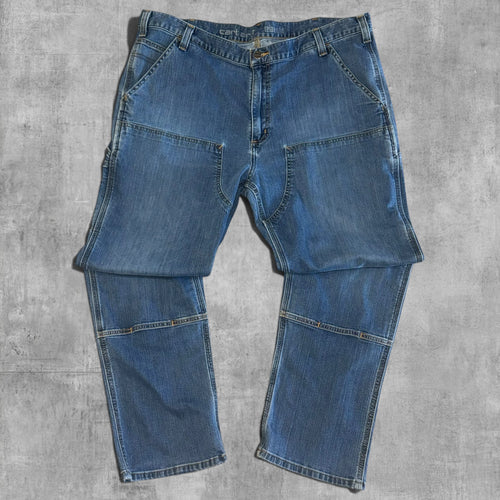 CARHARTT RELAXED FIT DOUBLE KNEE BLUE DENIM - 40X30