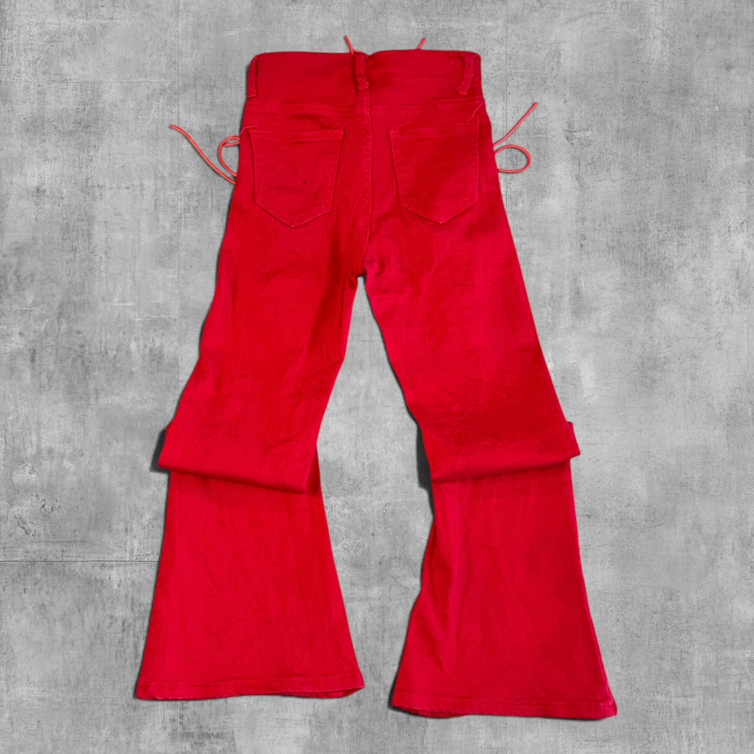 EDIKTED LACE FRONT DENIM FLARES - 5X28
