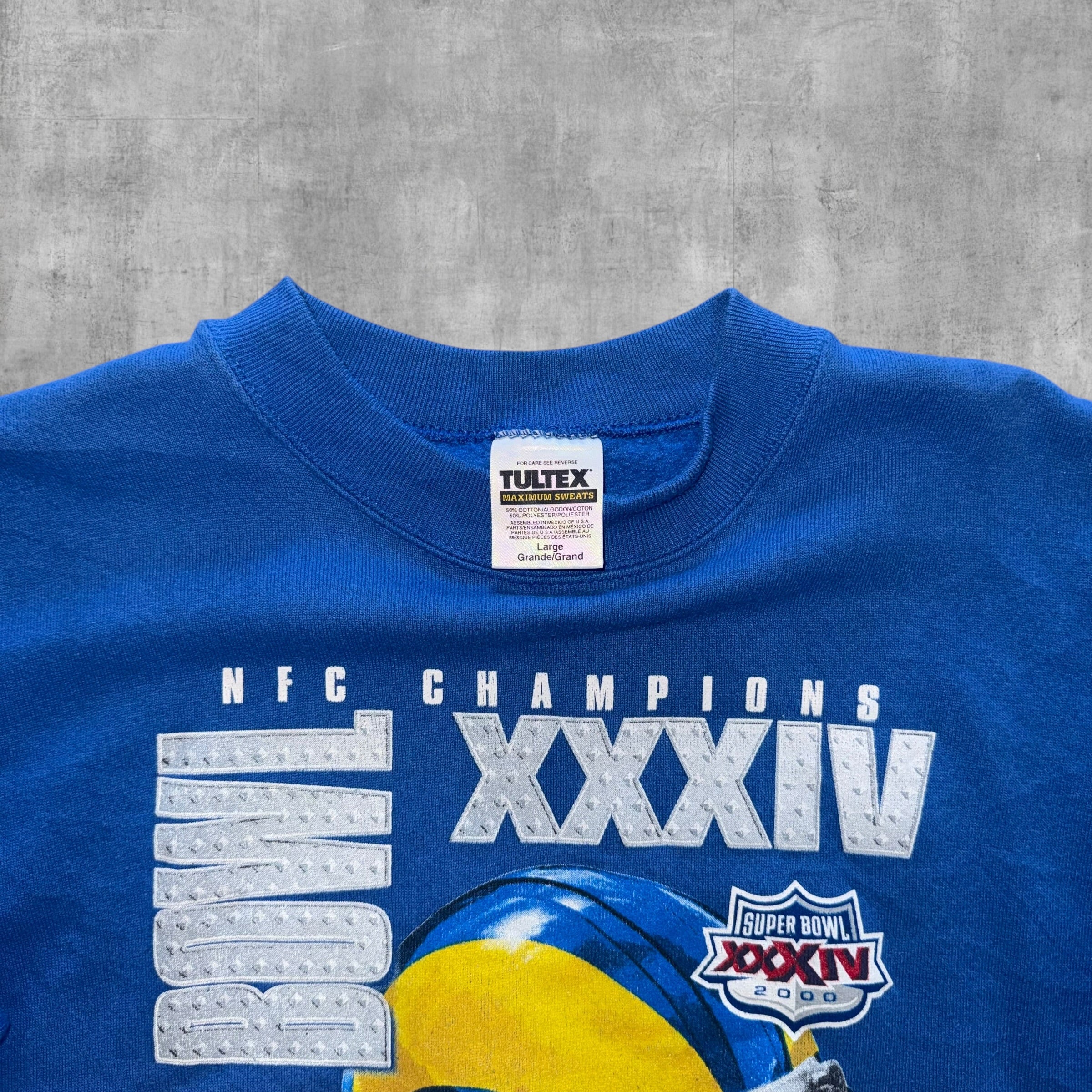 VINTAGE ST LOUIS RAMS SUPERBOWL 34 NFL SWEATSHIRT - L