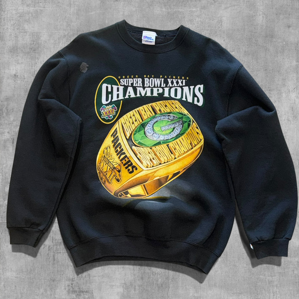 VINTAGE GREEN BAY PACKERS SUPERBOWL 31 CREWNECK - M - 1997