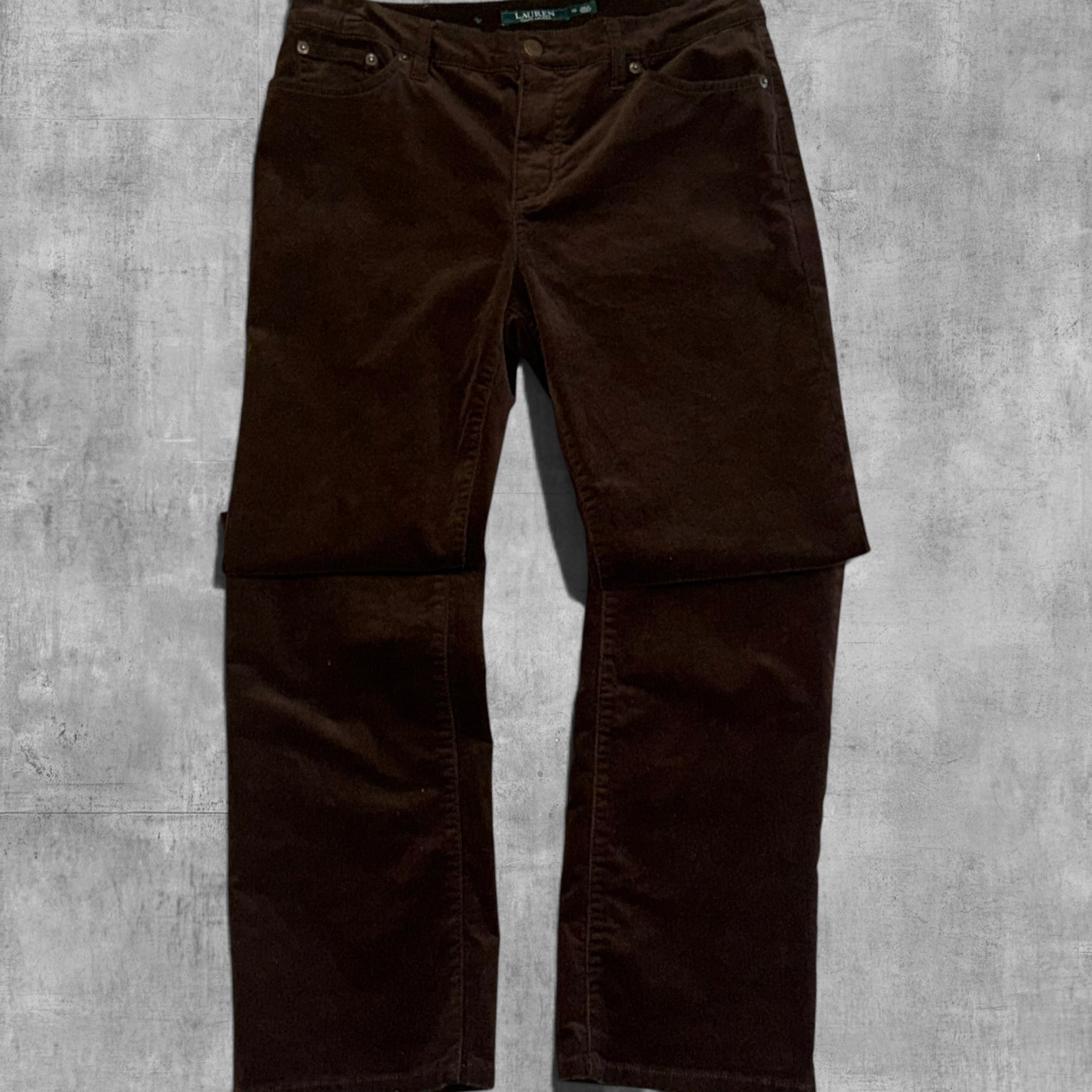 VINTAGE LAUREN RALPH LAUREN STRAIGHT LEG CHOCOLATE BROWN CORDUROY PANT - 10X30