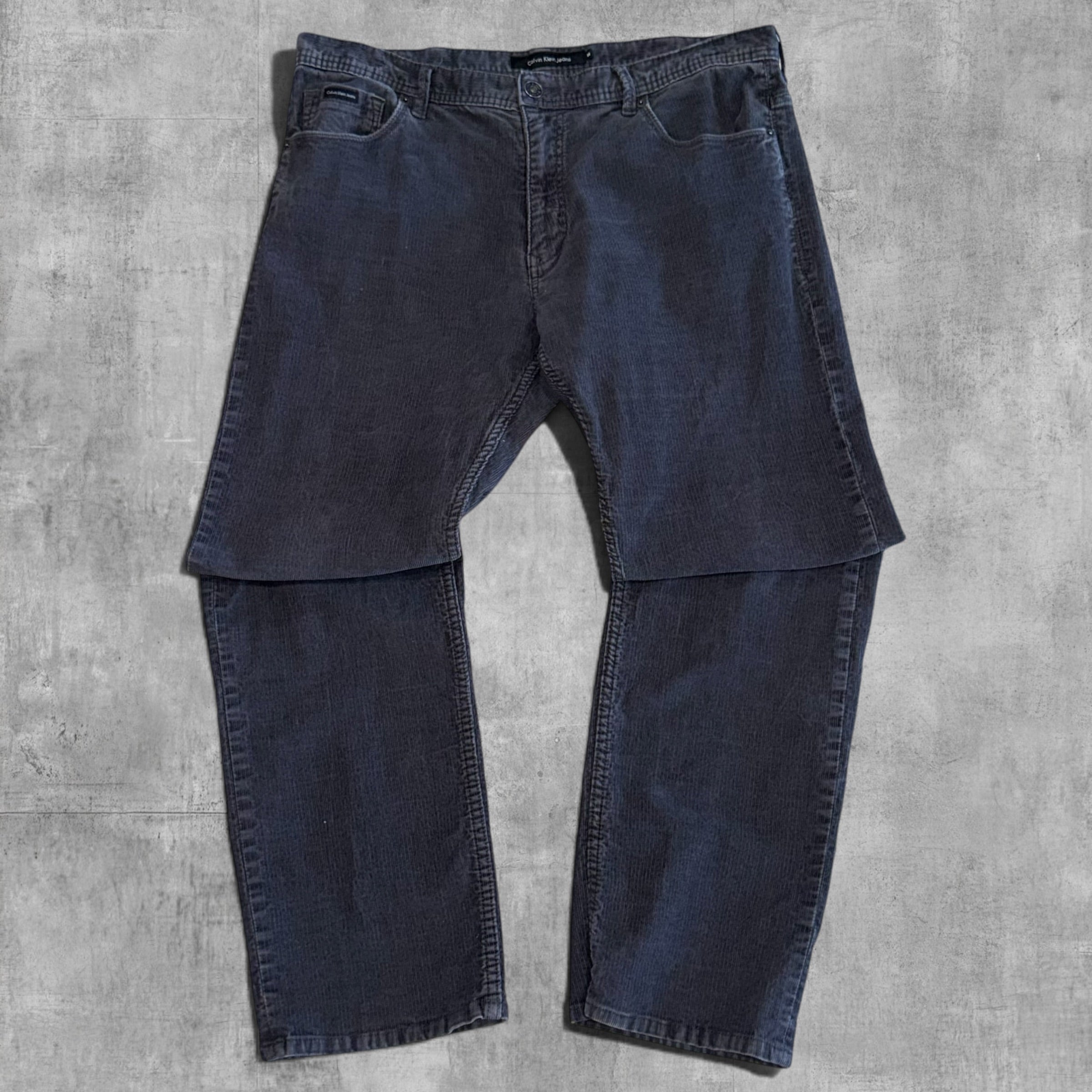 VINTAGE CALVIN KLIEN DARK GREY CORDUROY PANTS - 38X34