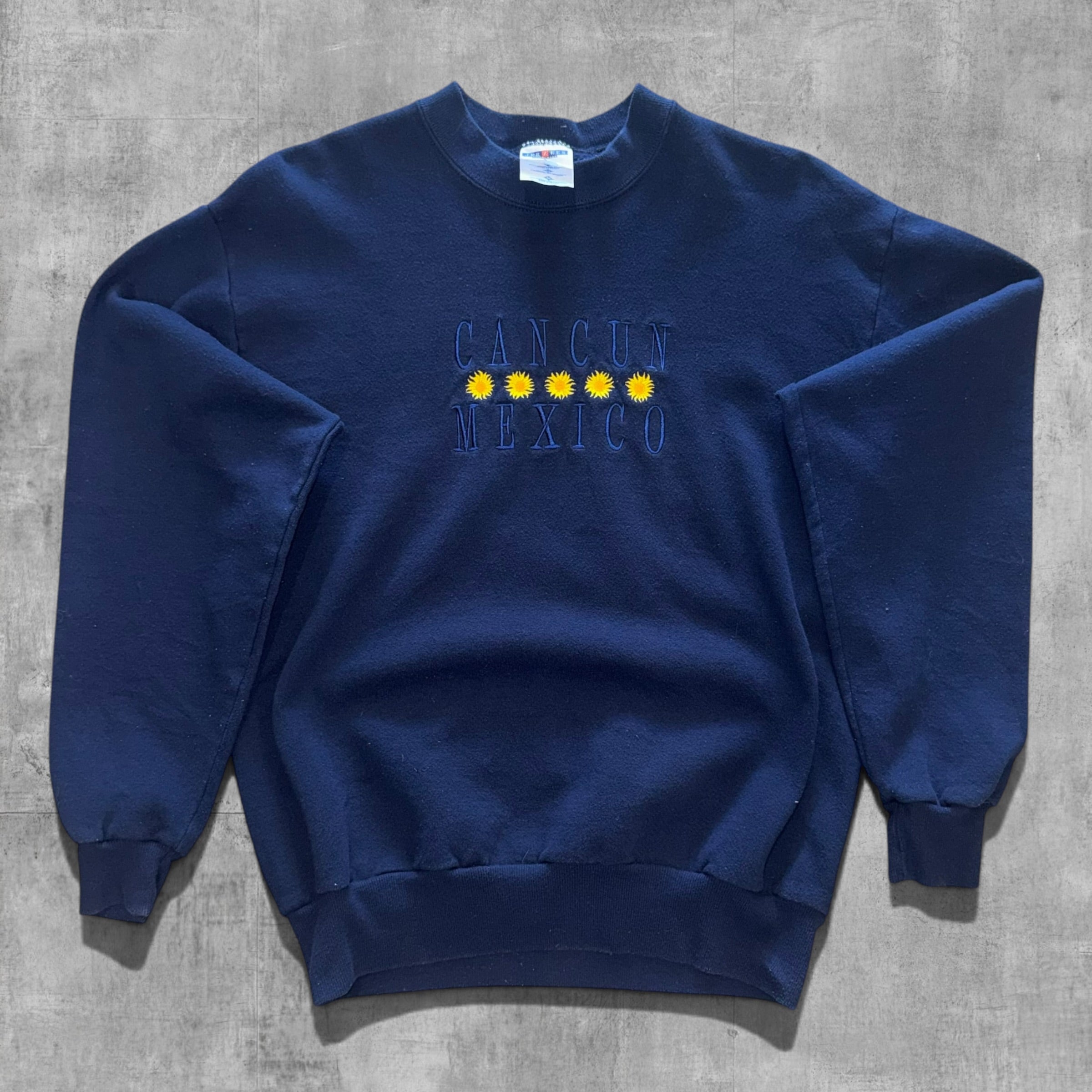 VINTAGE CANCUN MEXICO EMBROIDERED SUNFLOWER SWEATSHIRT - M