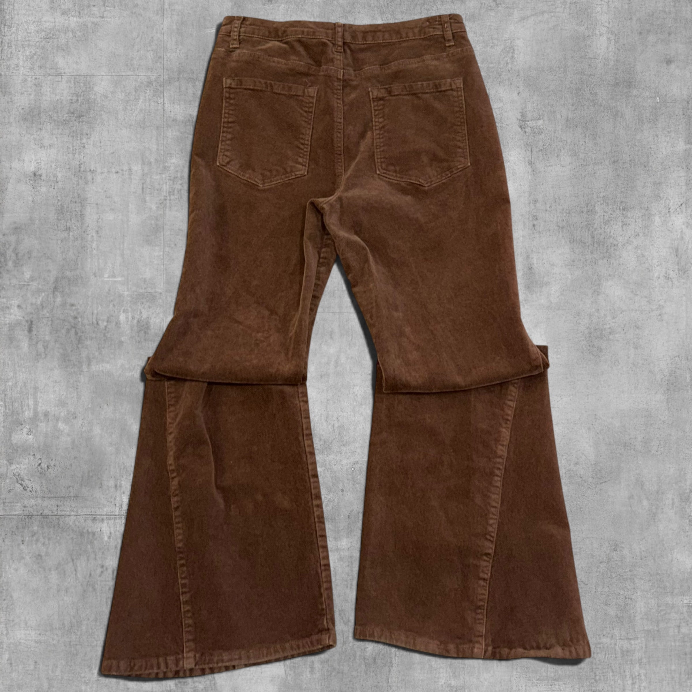 VINTAGE WEST OF MELROSE BROWN  STRAIGHT BELL BOTTOM FLARE CORDUROY PANTS - 10X32
