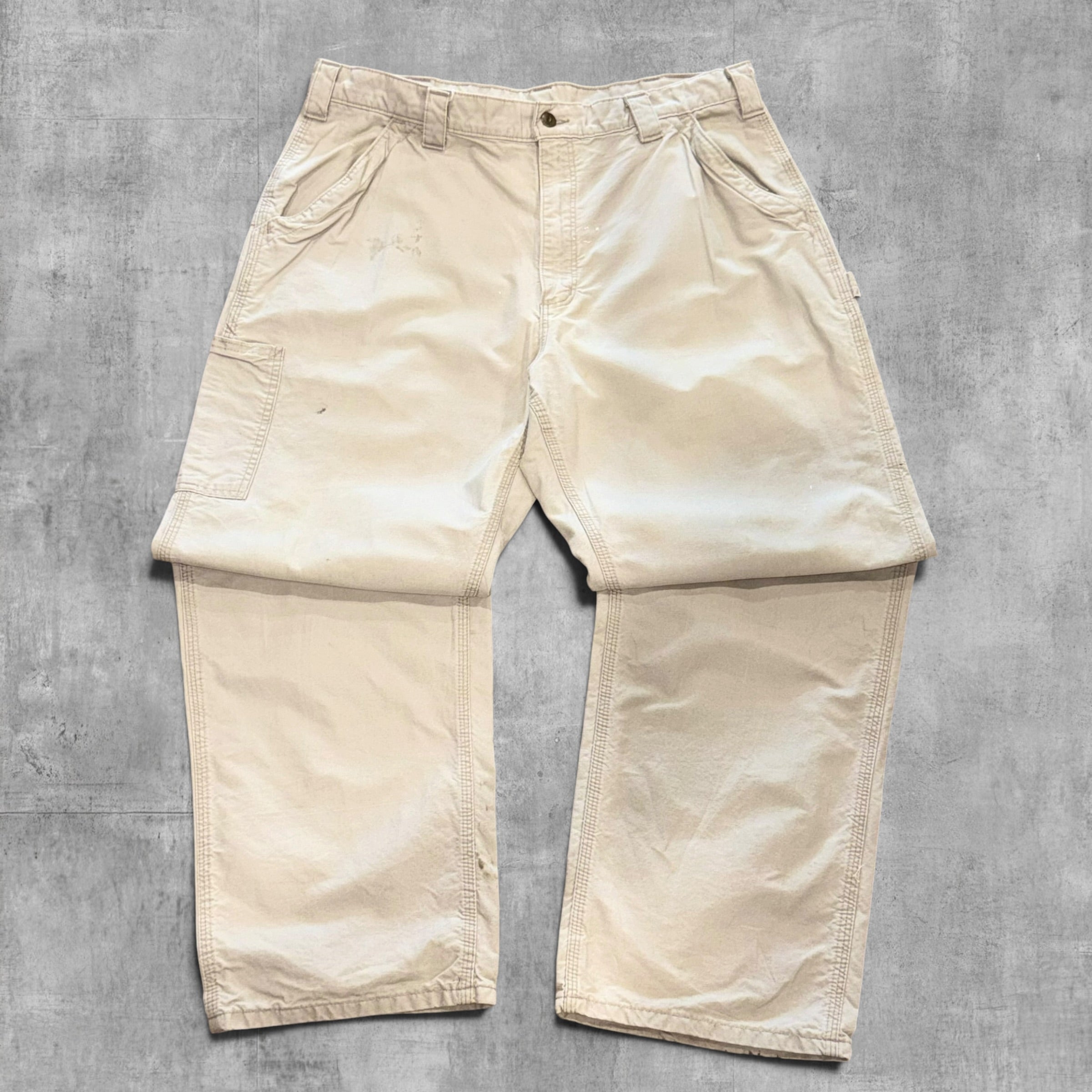 CARHARTT RELAXED FIT CREAM CARPENTER PANT - 38X32