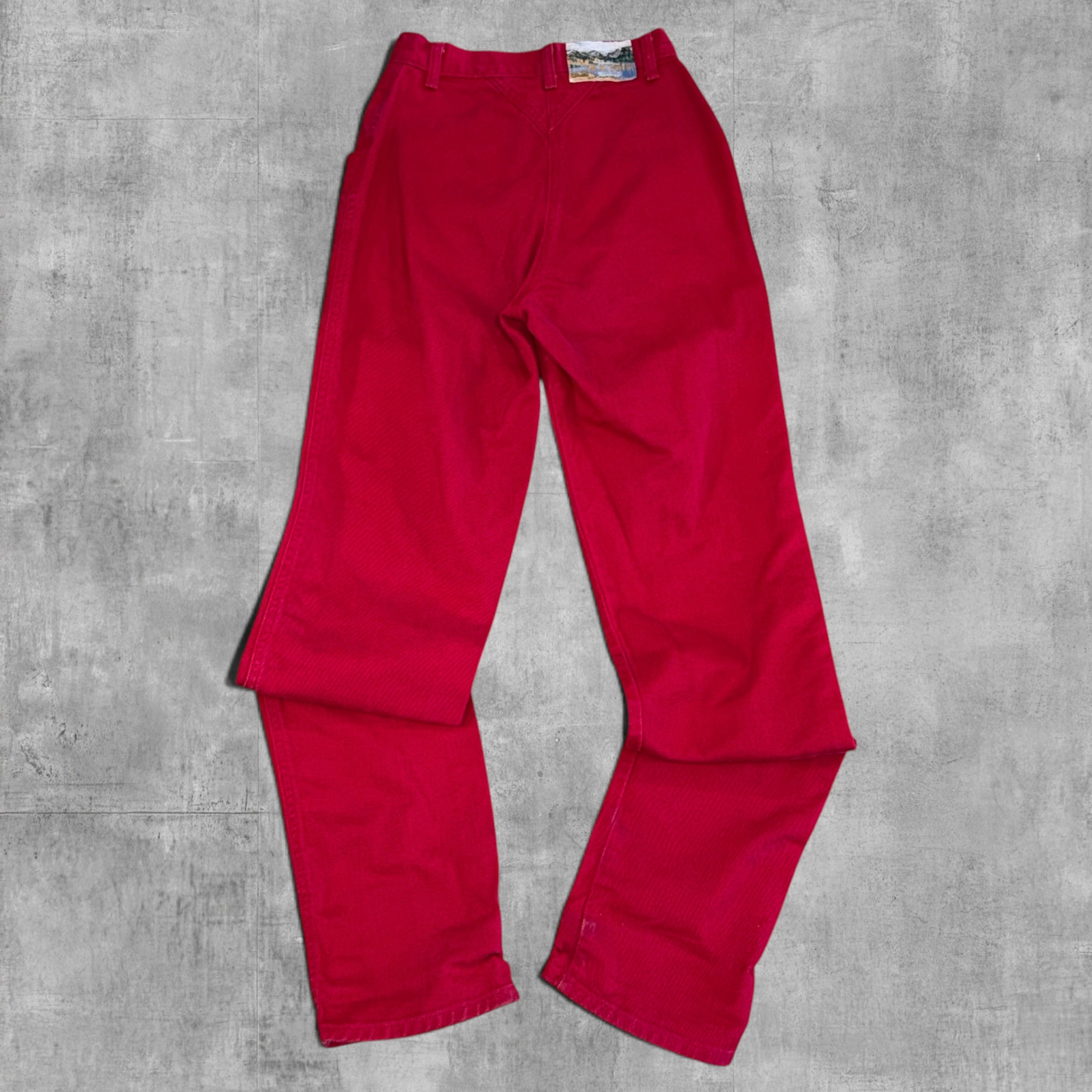 VINTAGE ROCKY MOUNTAIN ROCKIES HIGH WAISTED TAPERED RED DENIM - 5X34