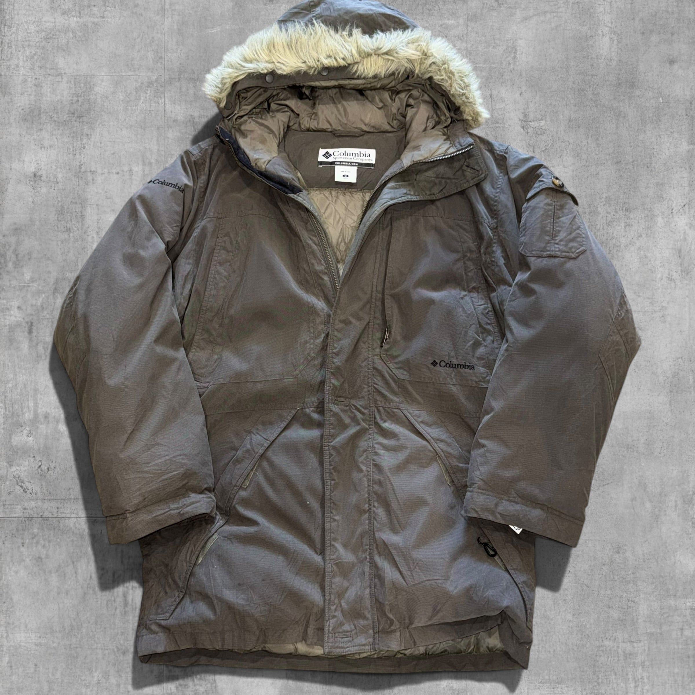 COLUMBIA LONG LINED FAUX PARKER JACKET - L