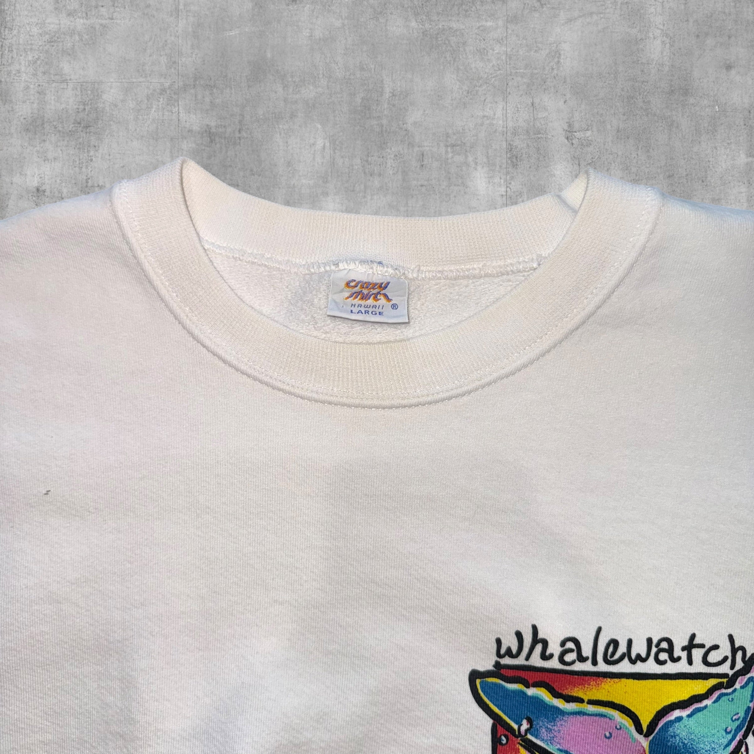VINTAGE WHALE WATCH CRAZY SHIRT, SWEATSHIRT - XL