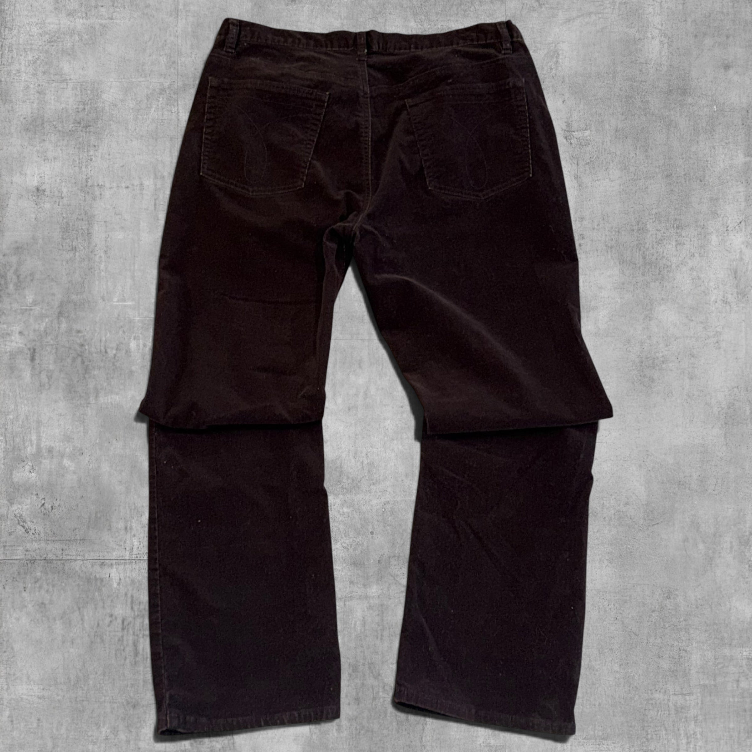 VINTAGE CALVIN KLIEN RELAX FIT CHOCOLATE BROWN CORDUROY PANT - 14X32