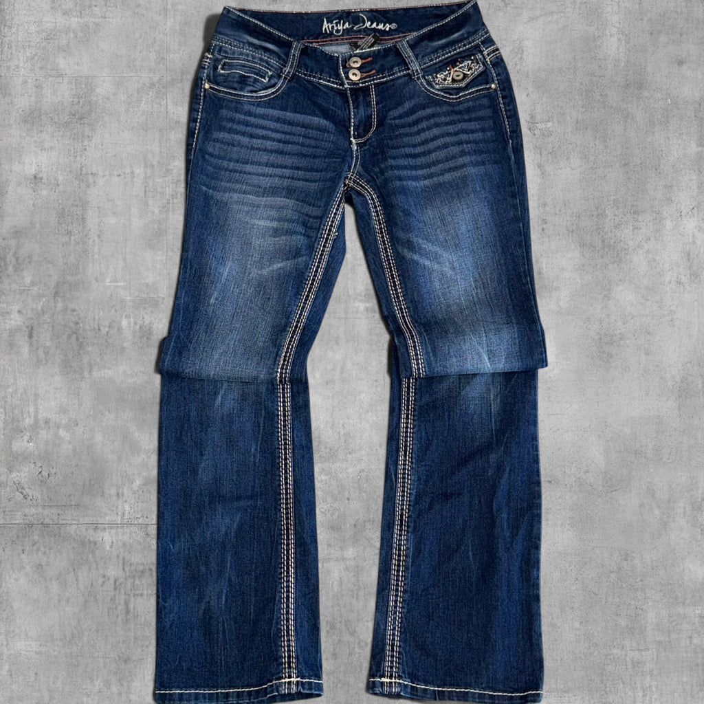 VINTAGE ARIYA JEANS LOW RISE INDIGO DENIM - 8X28