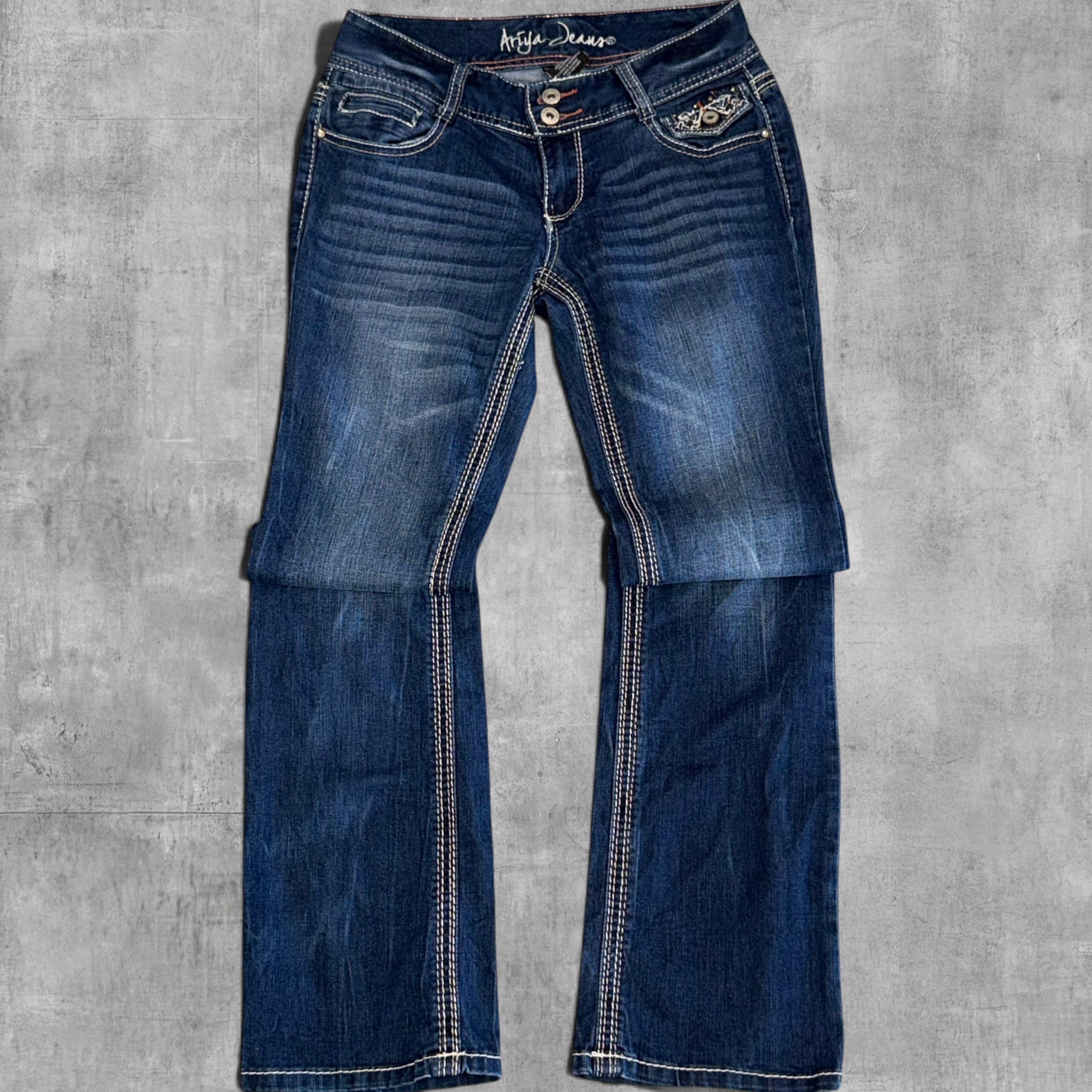 VINTAGE ARIYA JEANS LOW RISE INDIGO DENIM - 8X28