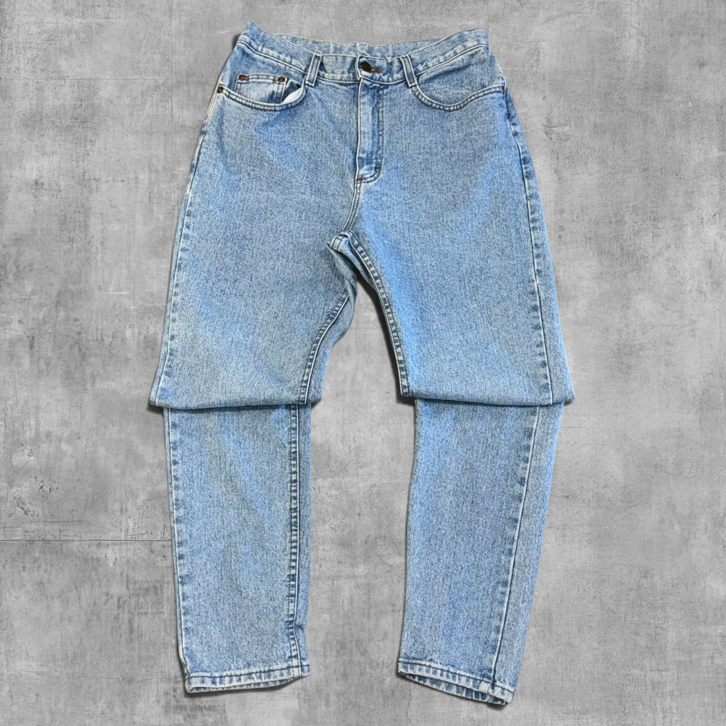 VINTAGE LEE RELAXED TAPERED LIGHT BLUE DENIM JEANS - 13X28