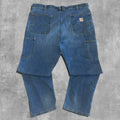 CARHARTT RELAXED FIT DOUBLE KNEE BLUE DENIM - 40X30