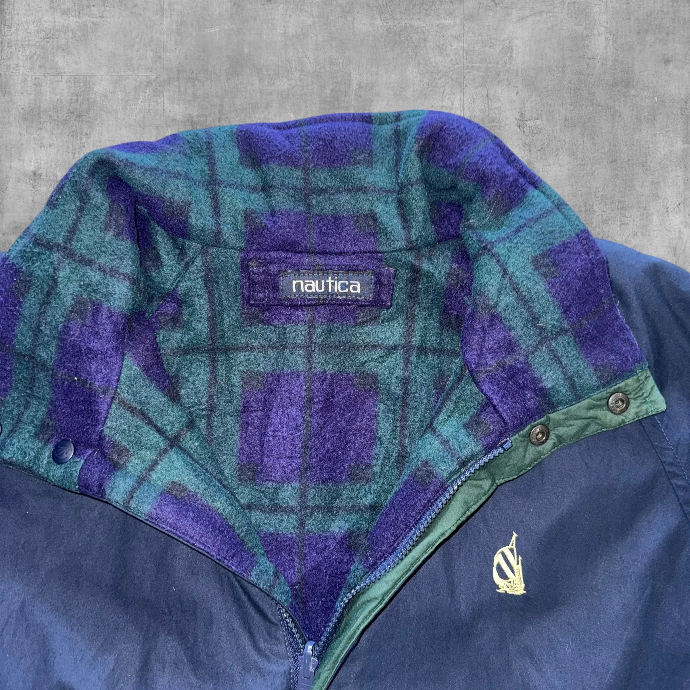 VINTAGE NAUTICAL REVERSIBLE FLEECE JACKET - XL
