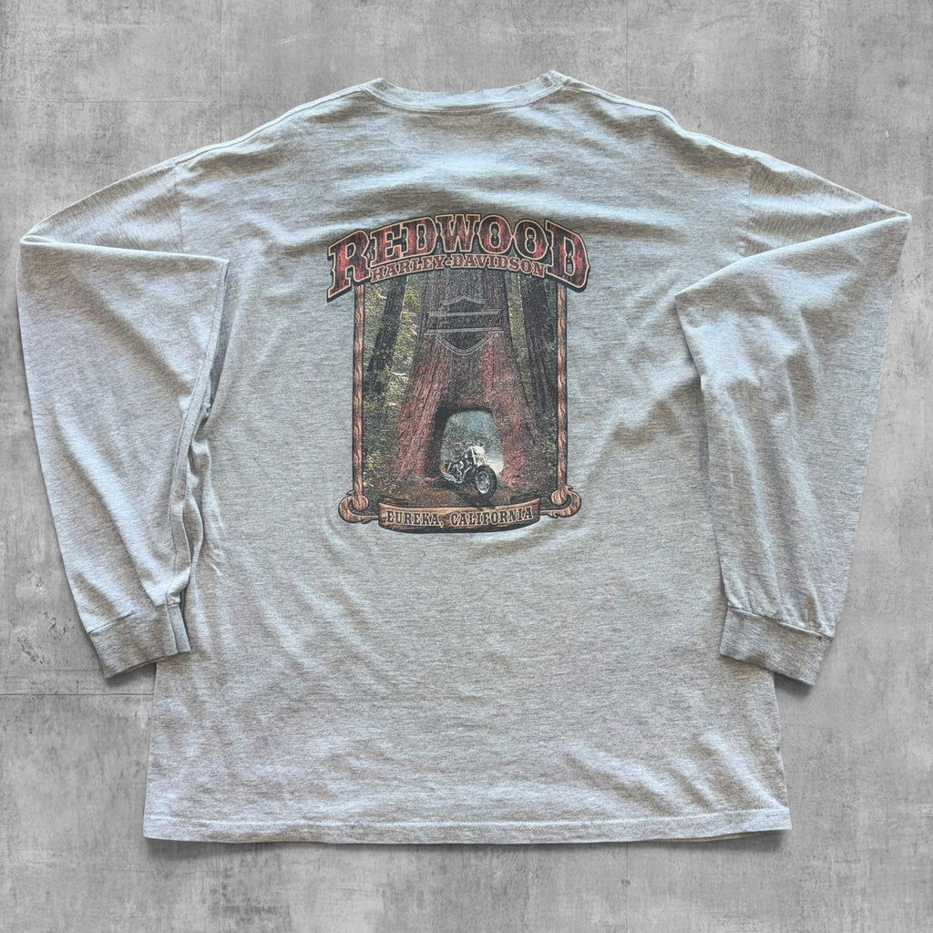 VINTAGE HARLEY DAVIDSON LOST COAST POSTCARD DISTRESSED LONGSLEEVE TEE - 2006 - XL