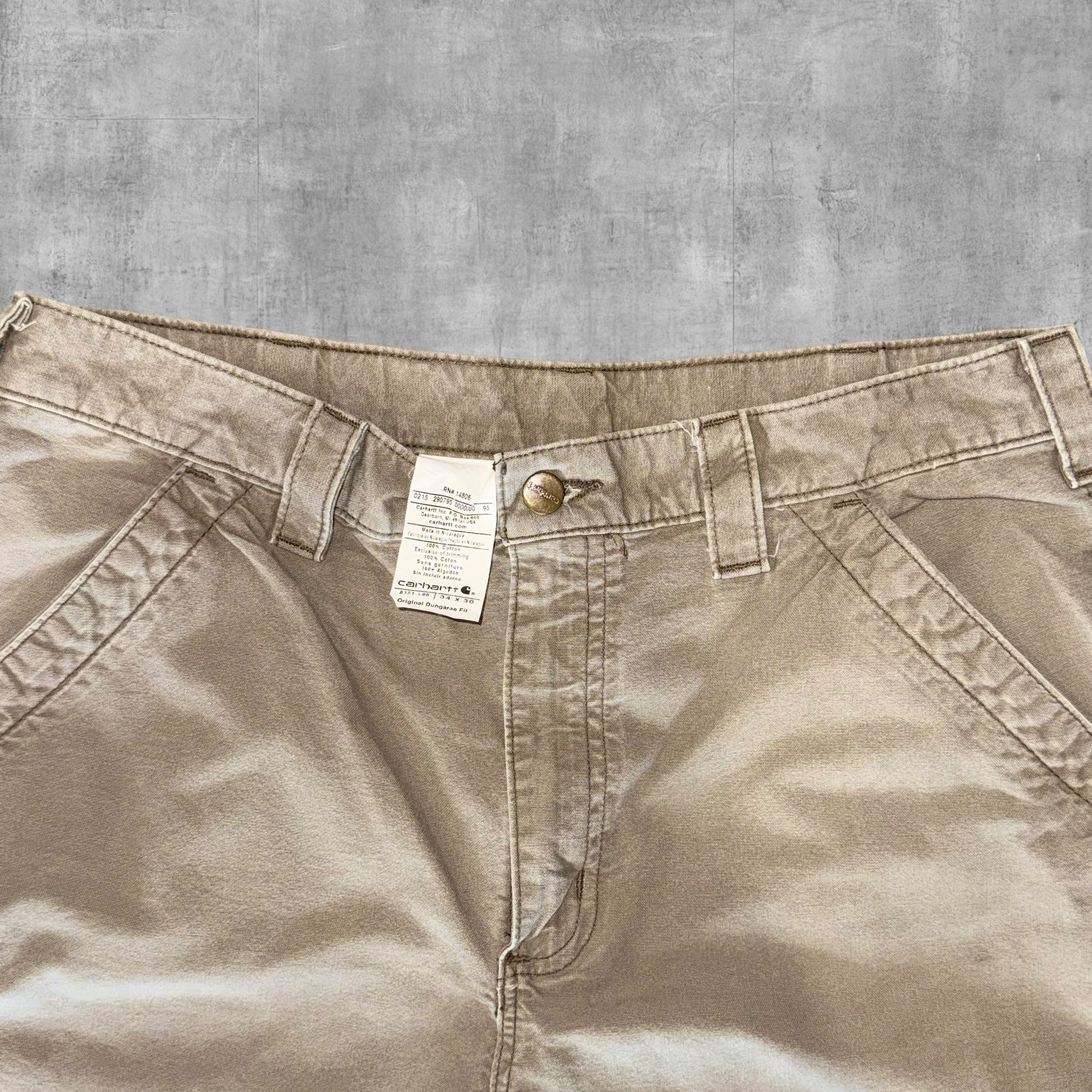 CARHARTT LIGHT BROWN DUNGAREE FIT CARPENTER - 34X30