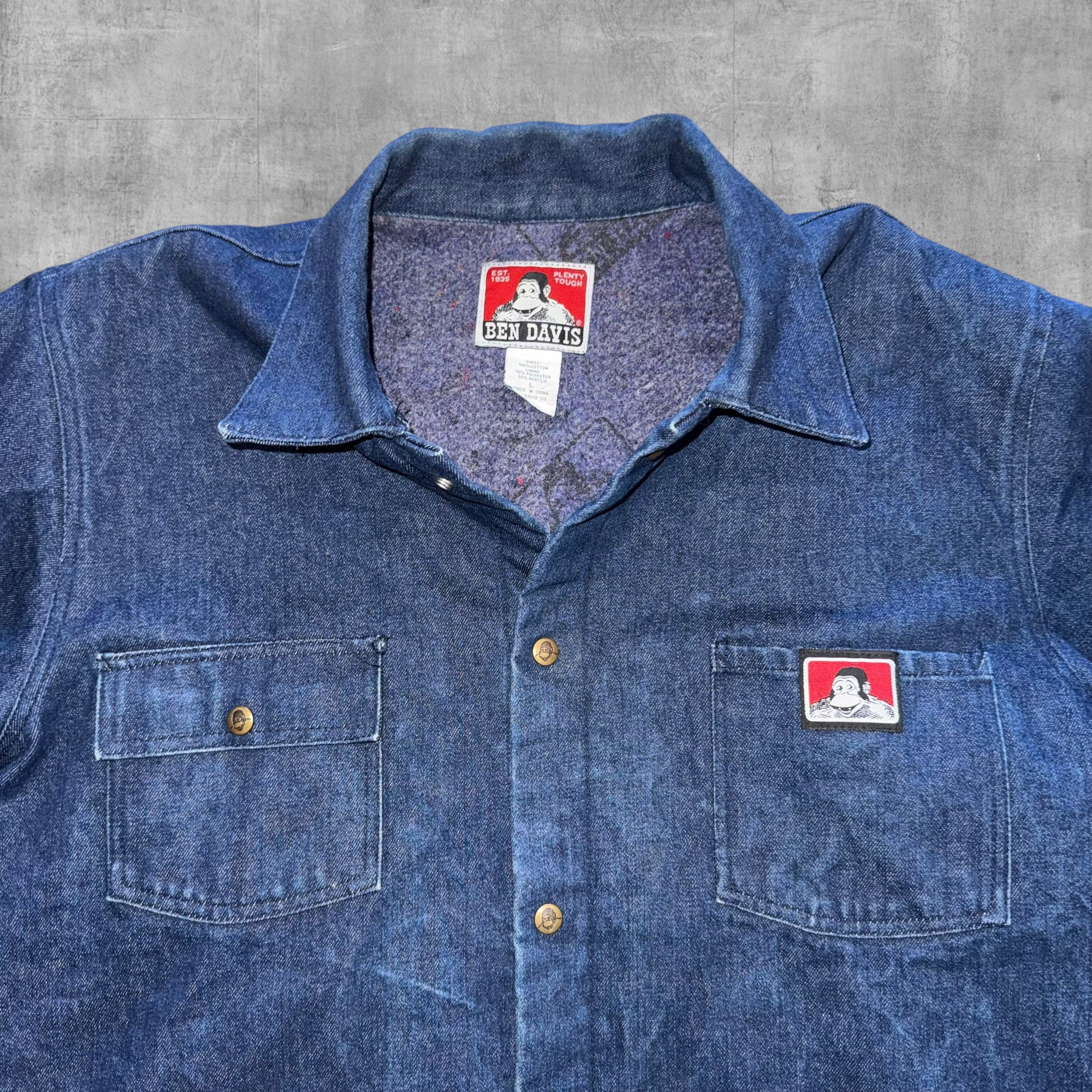 BEN DAVIS DENIM BLANKET LINED CHORE JACKET - XL