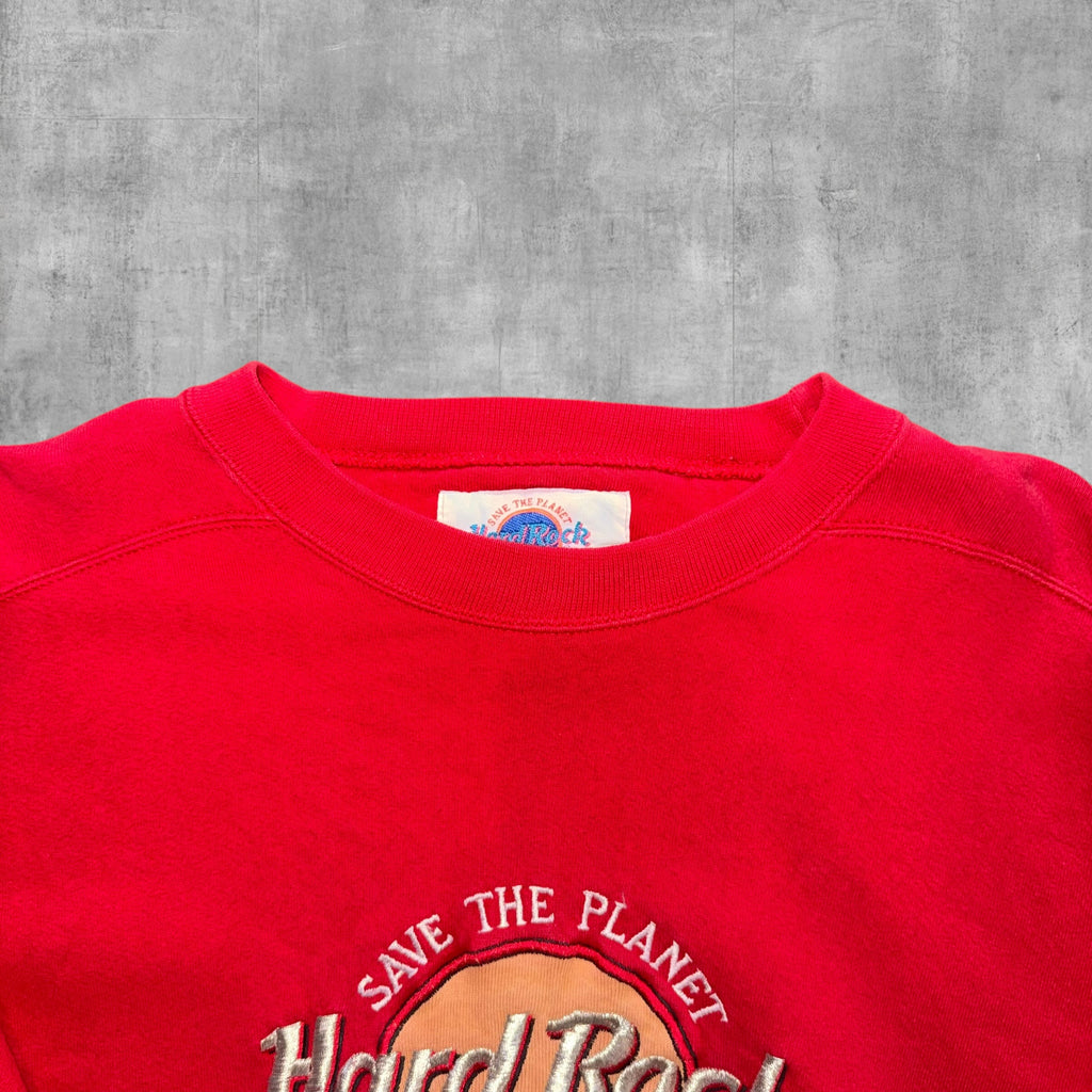 VINTAGE HARD ROCK CARE CAFE HONOLULU EMBROIDERED SWEATSHIRT - XL