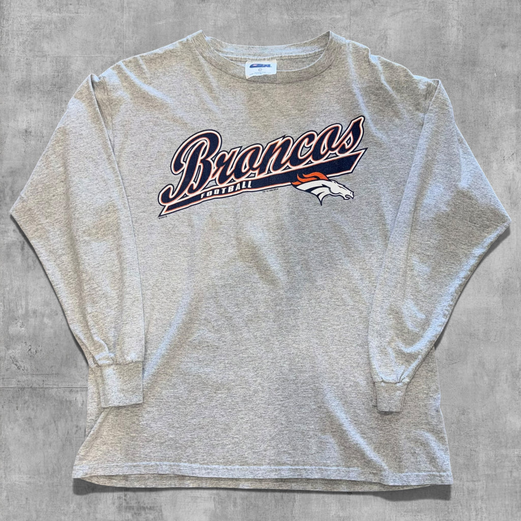 VINTAGE DENVER BRONCOS LONG SLEEVE SPELL OUT TEE - L