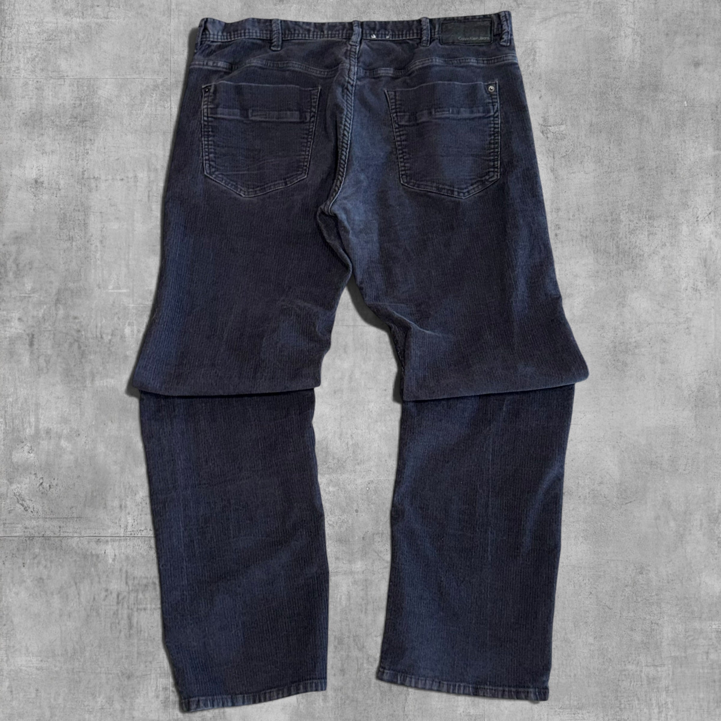 VINTAGE CALVIN KLIEN DARK GREY CORDUROY PANTS - 38X34