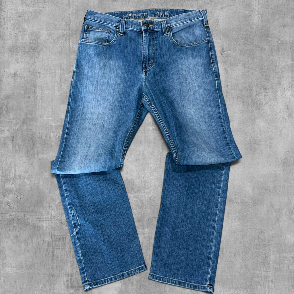 CARHARTT STRAIGHT LEG BLUE DENIM JEANS - 33X32