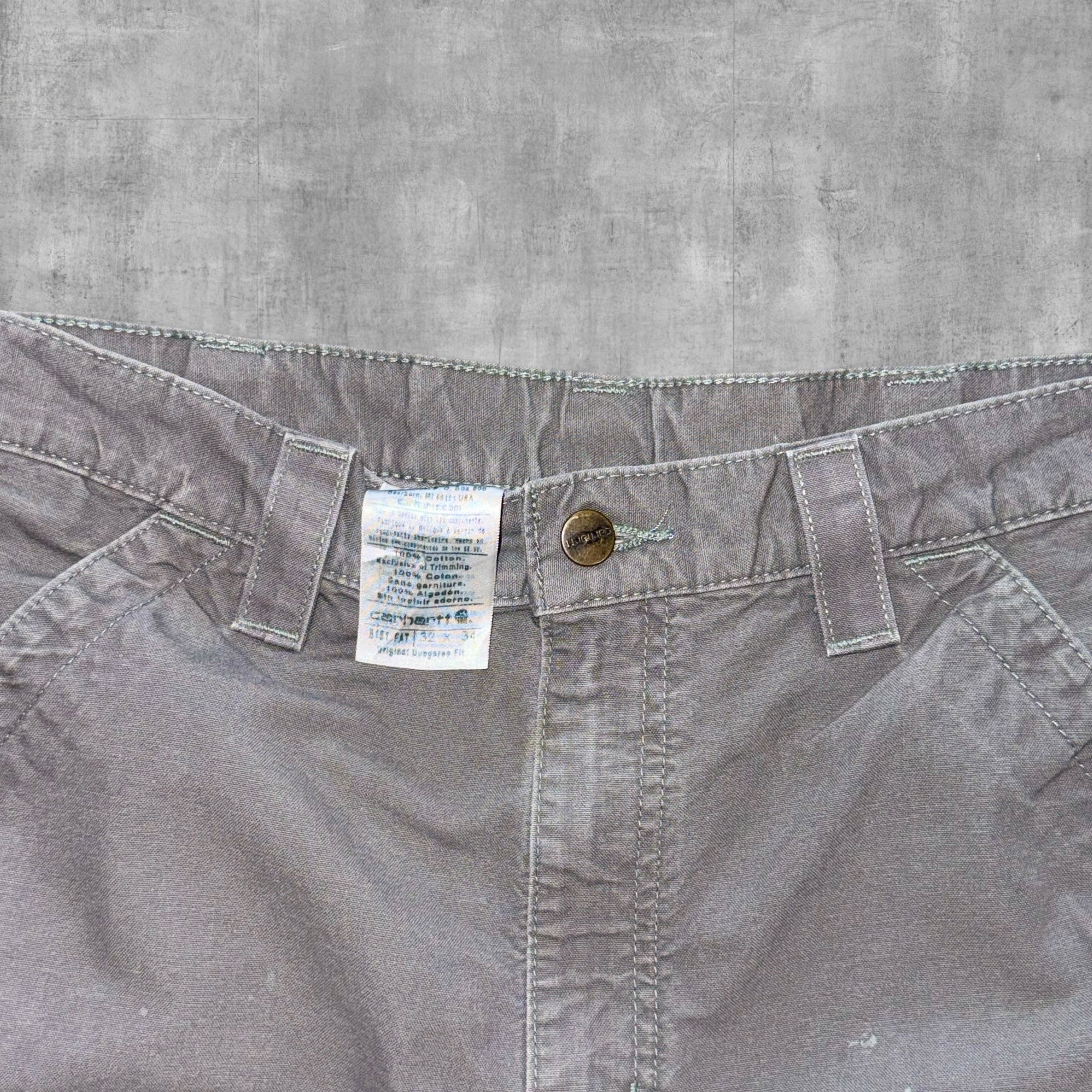 CARHARTT GREY DUNGAREE CARPENTER PANT - 32X34