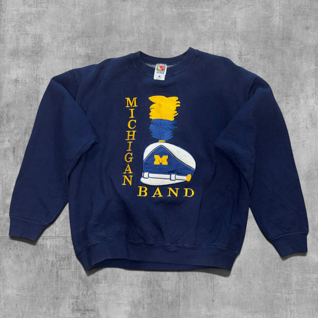 VINTAGE MICHIGAN WOLVERINES MARCHING BAND EMBROIDERED SWEATSHIRT - L