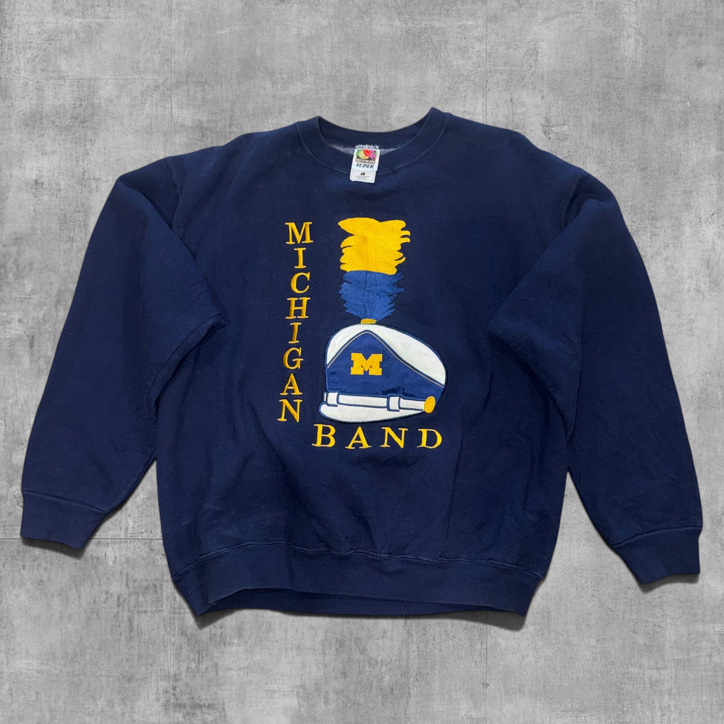 VINTAGE MICHIGAN WOLVERINES MARCHING BAND EMBROIDERED SWEATSHIRT - L