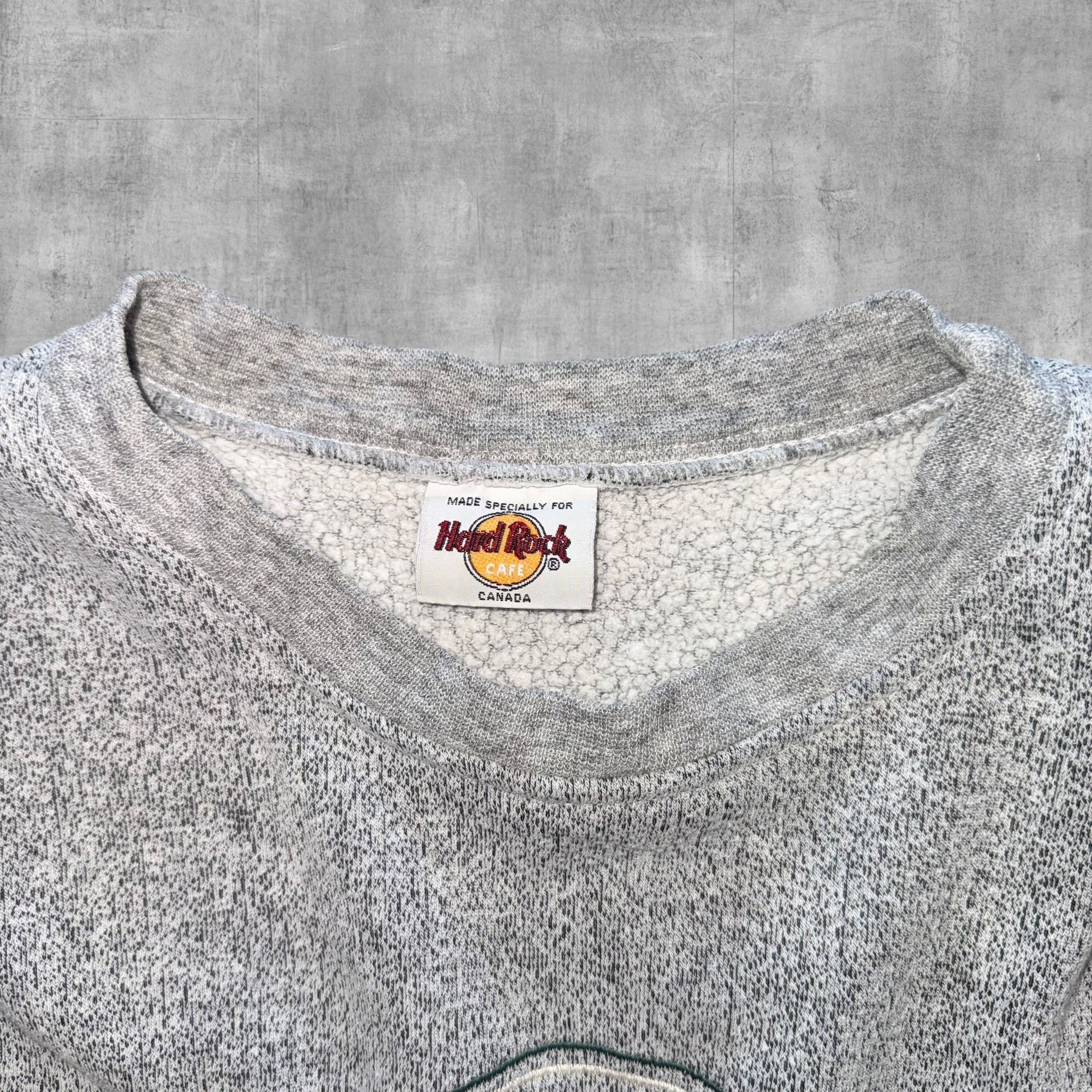 VINTAGE HARDROCK CAFE EMBROIDERED GREY SWEATSHIRT  - XL