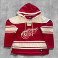 DETROIT RED WINGS NHL LACED HOODED JERSEY SWEATER - XL