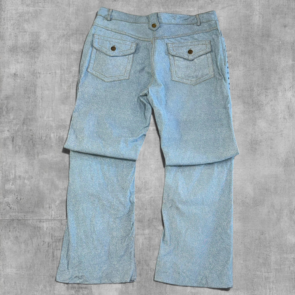 VINTAGE USA BIKERS DREAM APPAREL WAXED DENIM JEANS - 14X34