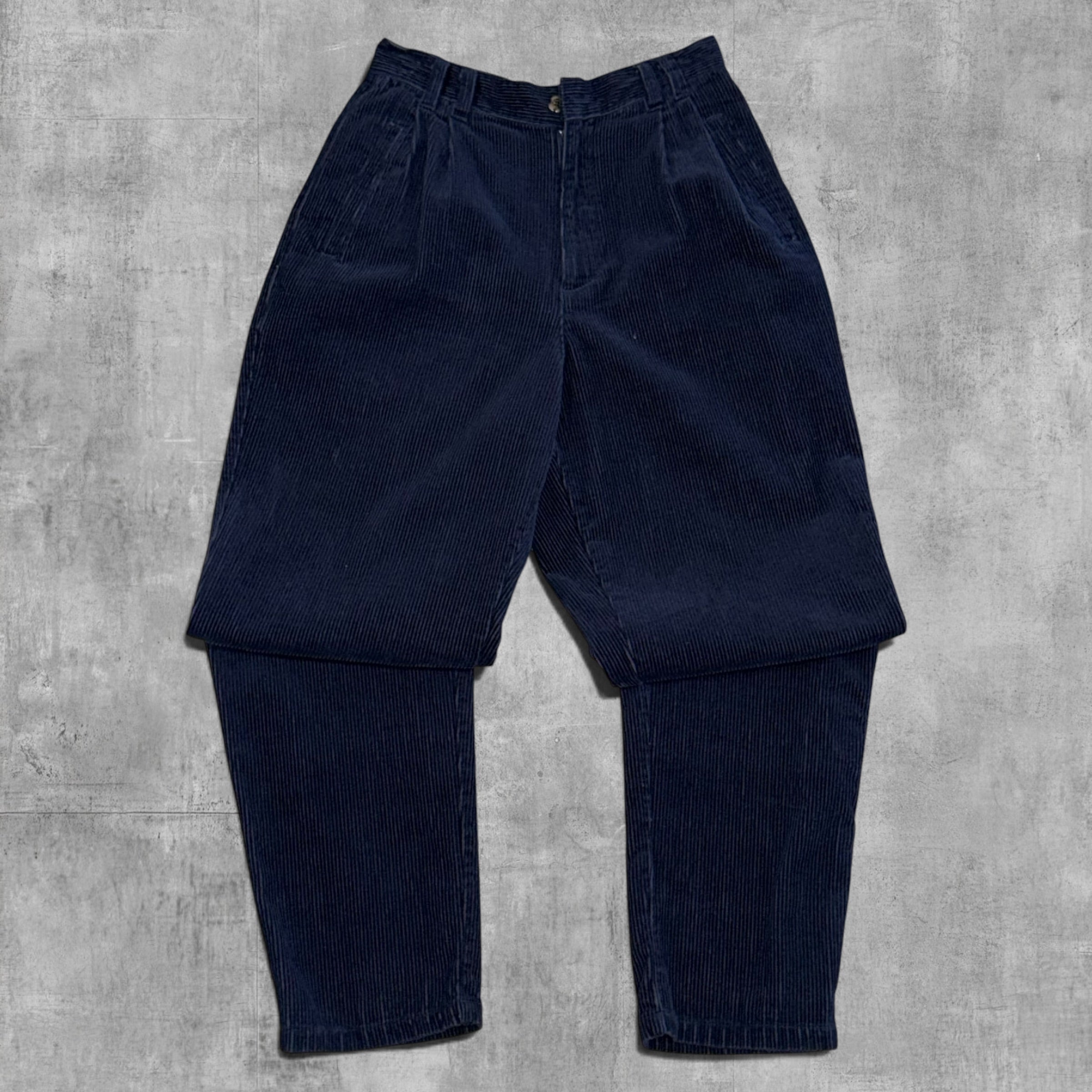VINTAGE BUGLE BOY RELAX STRAIGHT NAVY CORDUROY PANT - 6X30