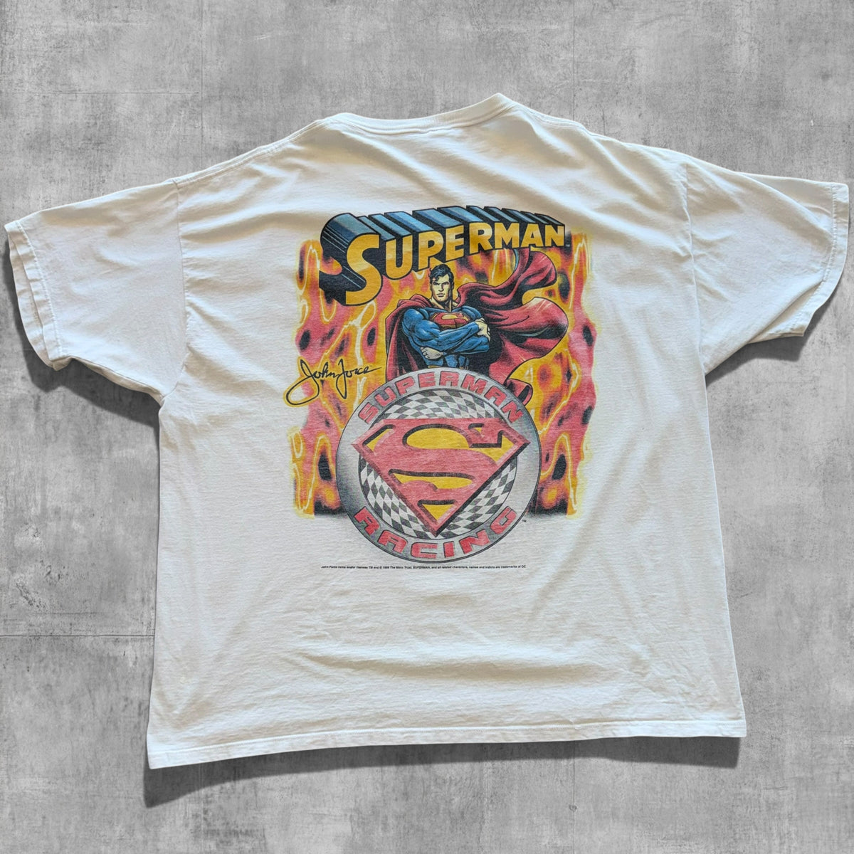 VINTAGE JOHN FORCE SUPERMAN NASCAR TEE - 1999 - XL