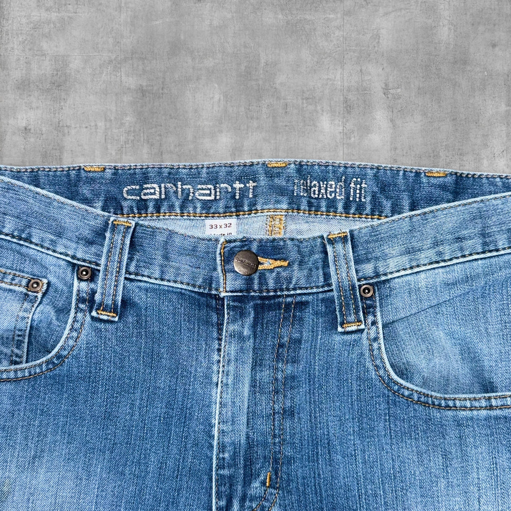CARHARTT STRAIGHT LEG BLUE DENIM JEANS - 33X32