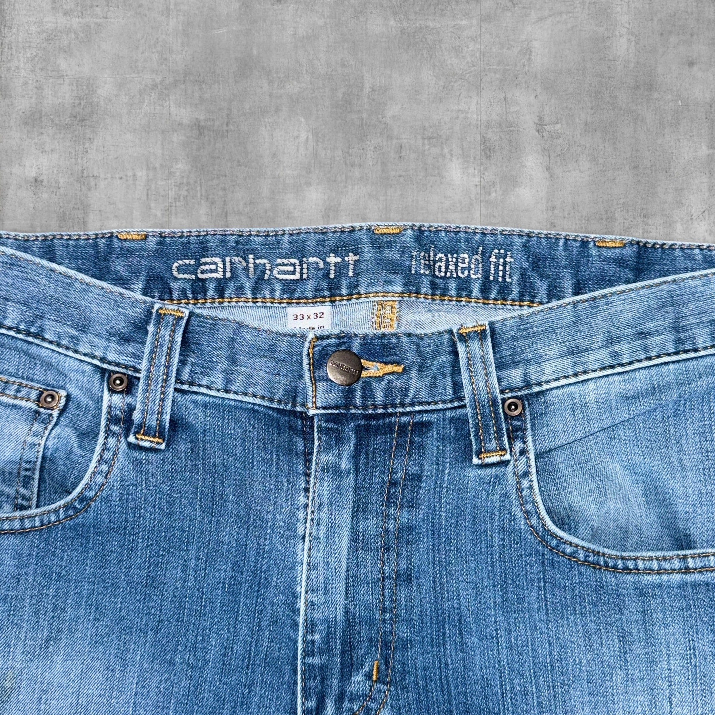 CARHARTT STRAIGHT LEG BLUE DENIM JEANS - 33X32