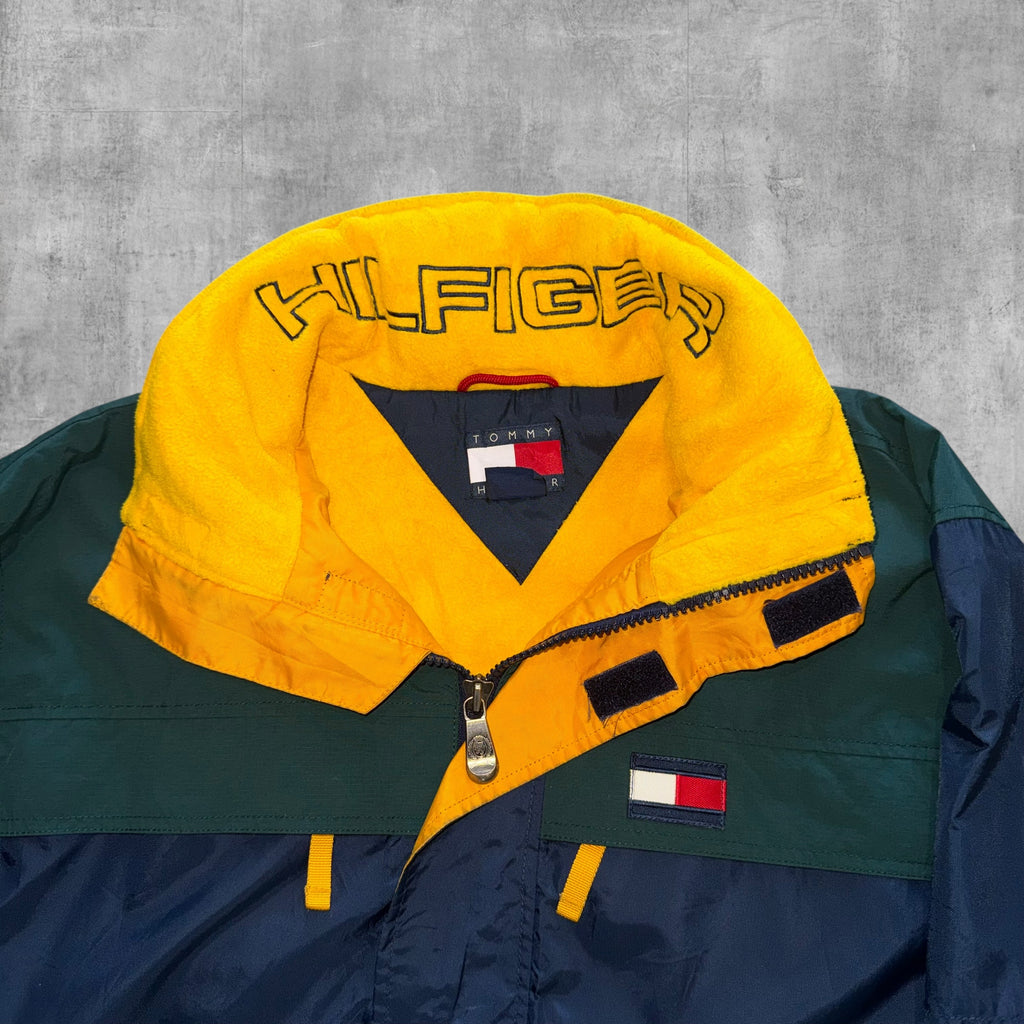 VINTAGE TOMMY HILFIGER COLOUR BLOCKED WINDBREAKER JACKET - L