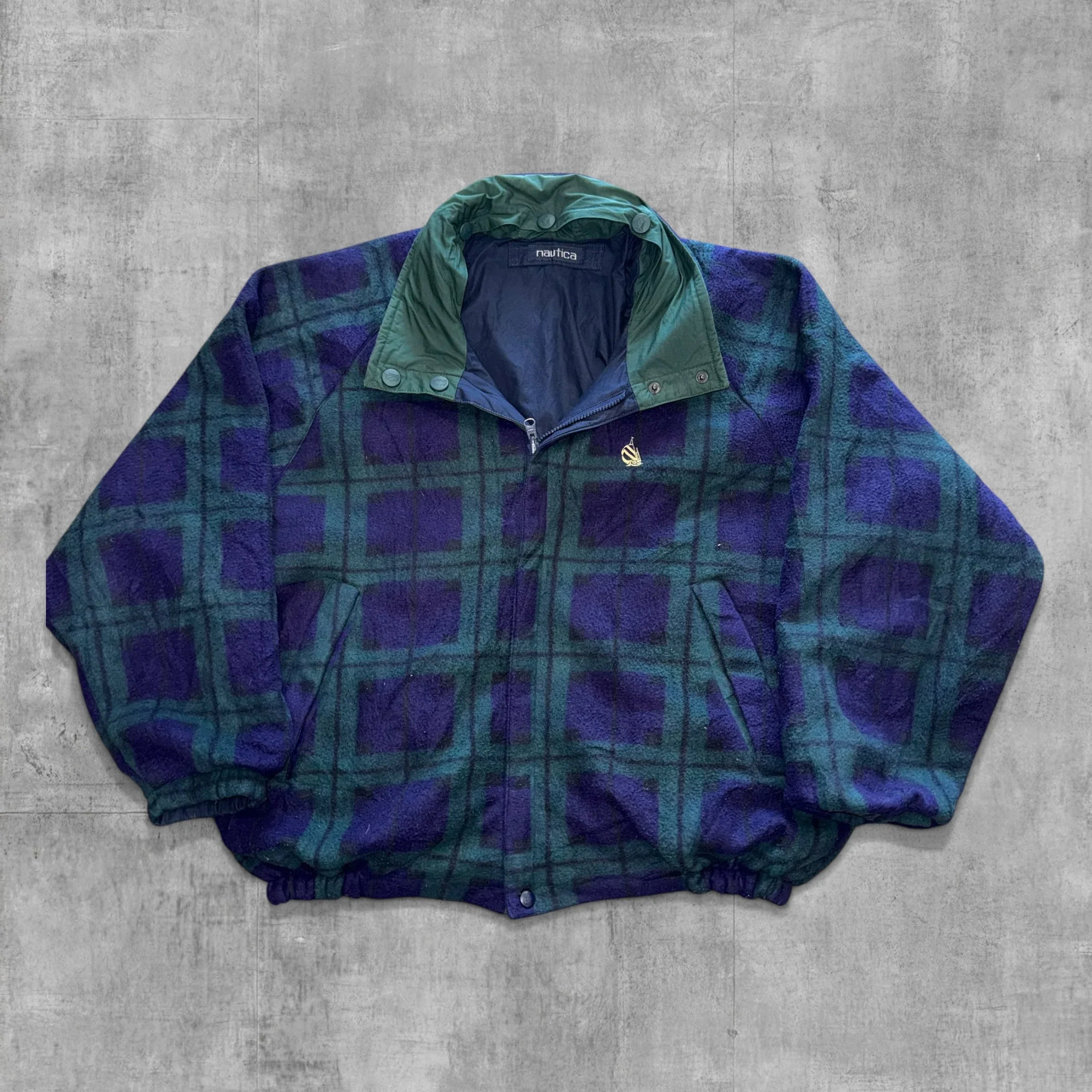 VINTAGE NAUTICAL REVERSIBLE FLEECE JACKET - XL