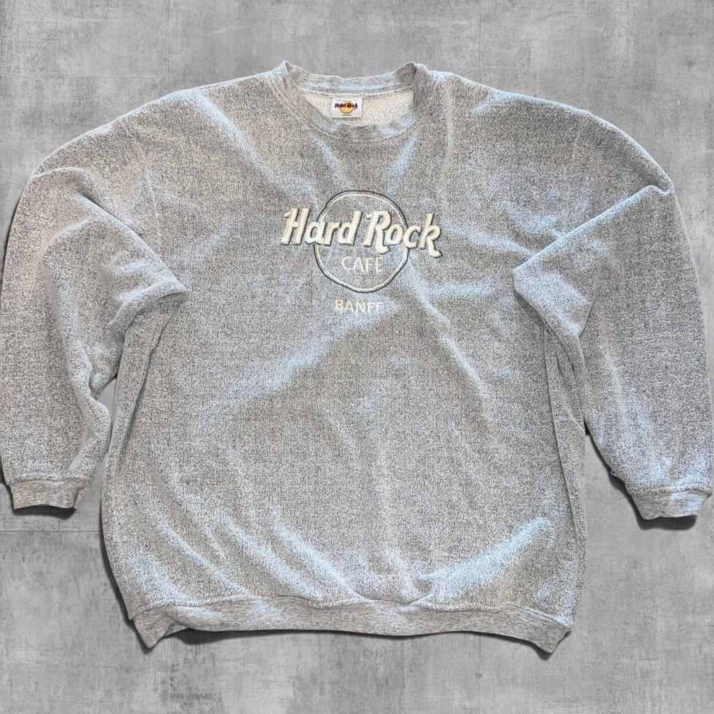 VINTAGE HARDROCK CAFE EMBROIDERED GREY SWEATSHIRT  - XL
