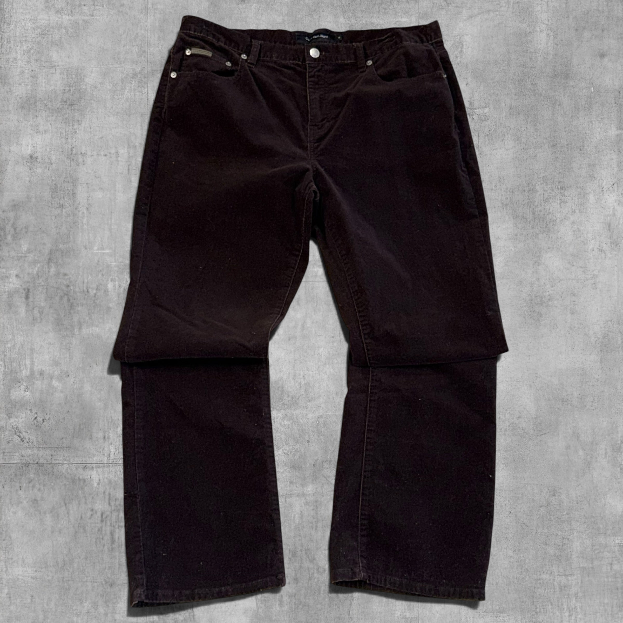 VINTAGE CALVIN KLIEN RELAX FIT CHOCOLATE BROWN CORDUROY PANT - 14X32