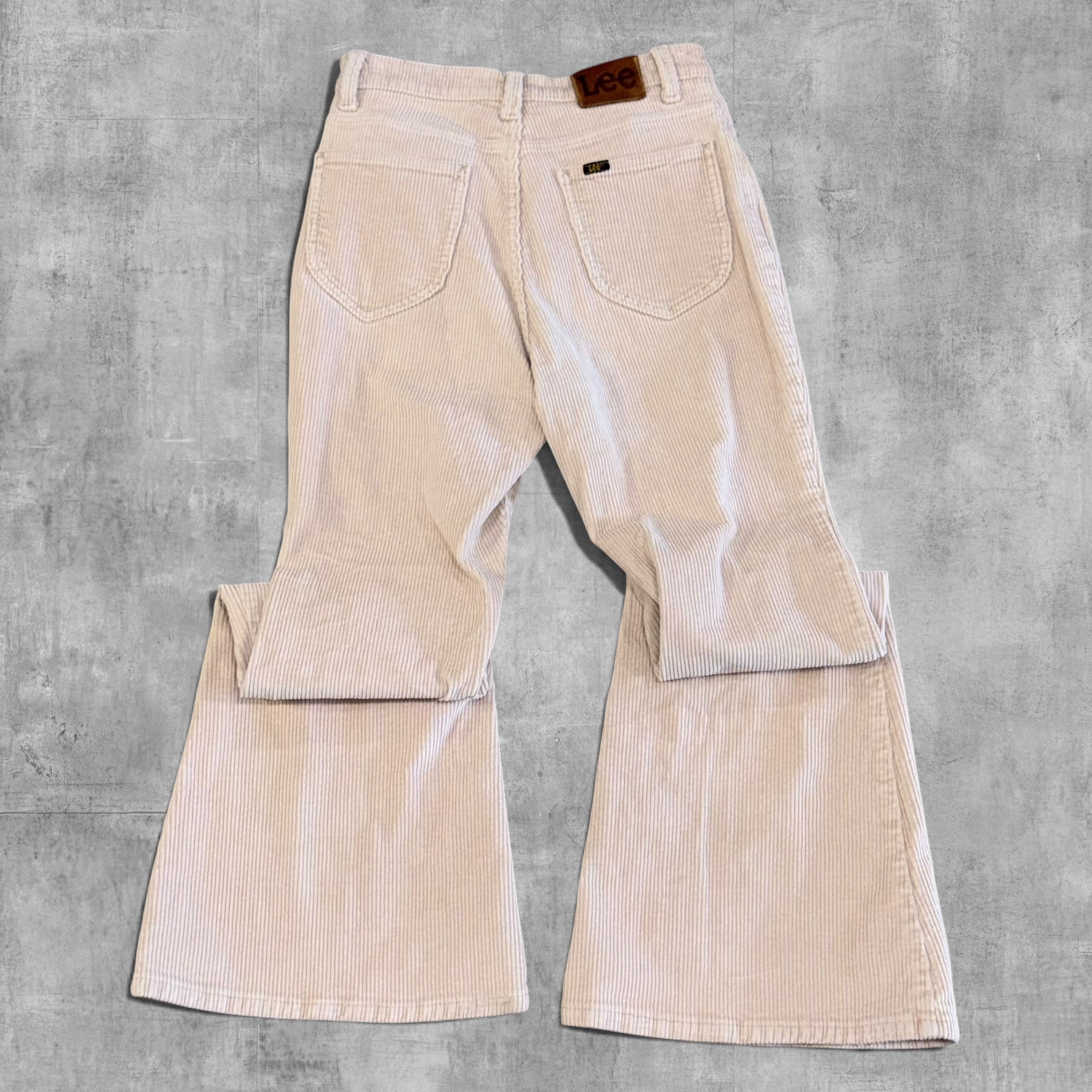 VINTAGE LEE CREAM HIGH RISE FLARE CORDUROY PANTS - 8X32