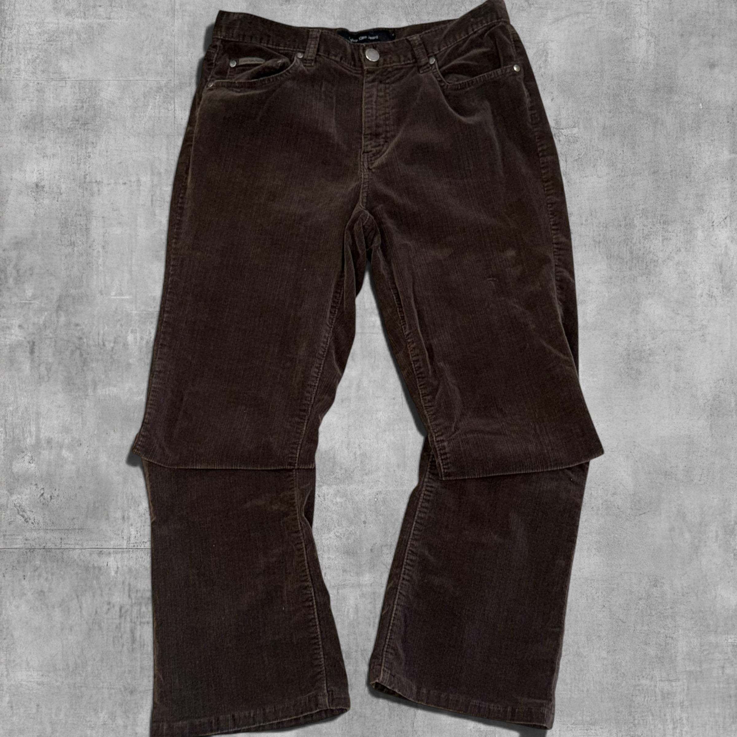 VINTAGE CALVIN KLIEN RELAX FIT CHOCOLATE CORDUROY PANTS - 12X30