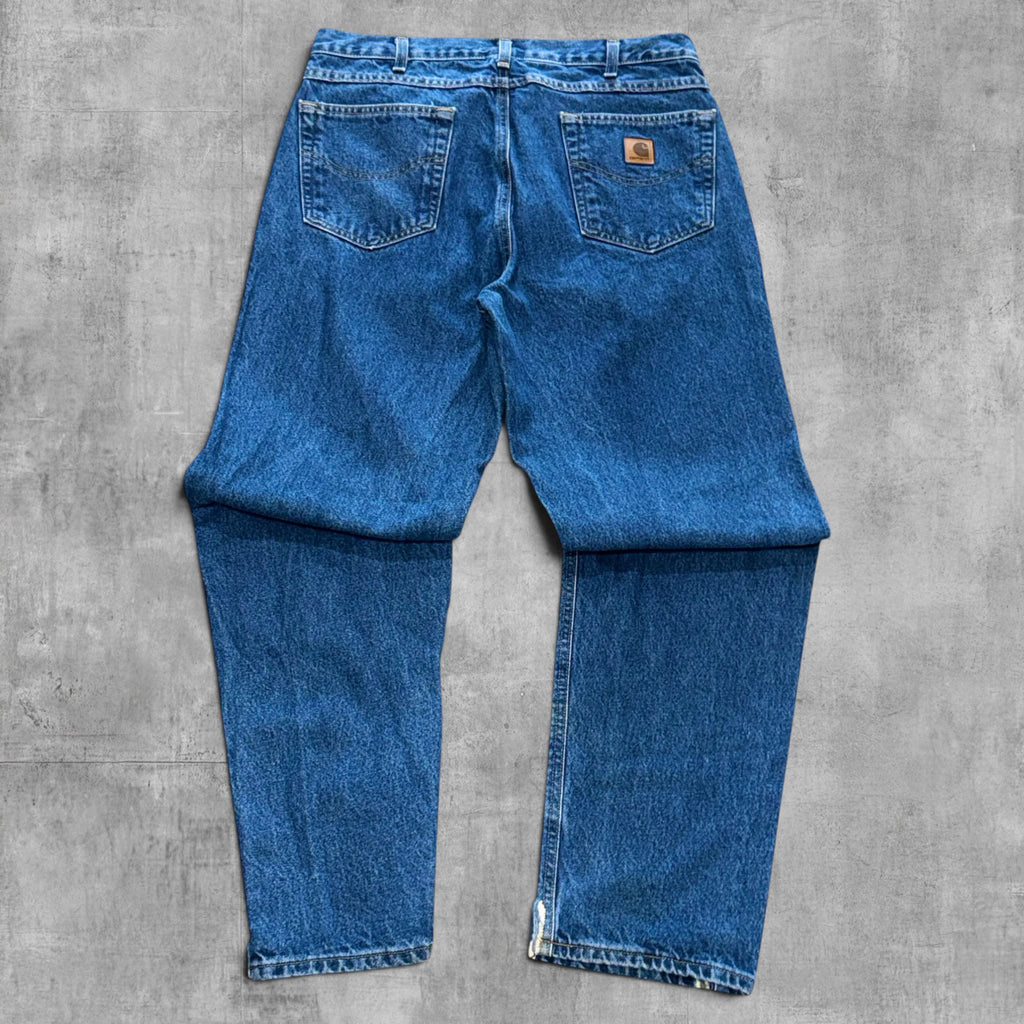 CARHARTT DISTRESSED BLUE JEANS - 34X32