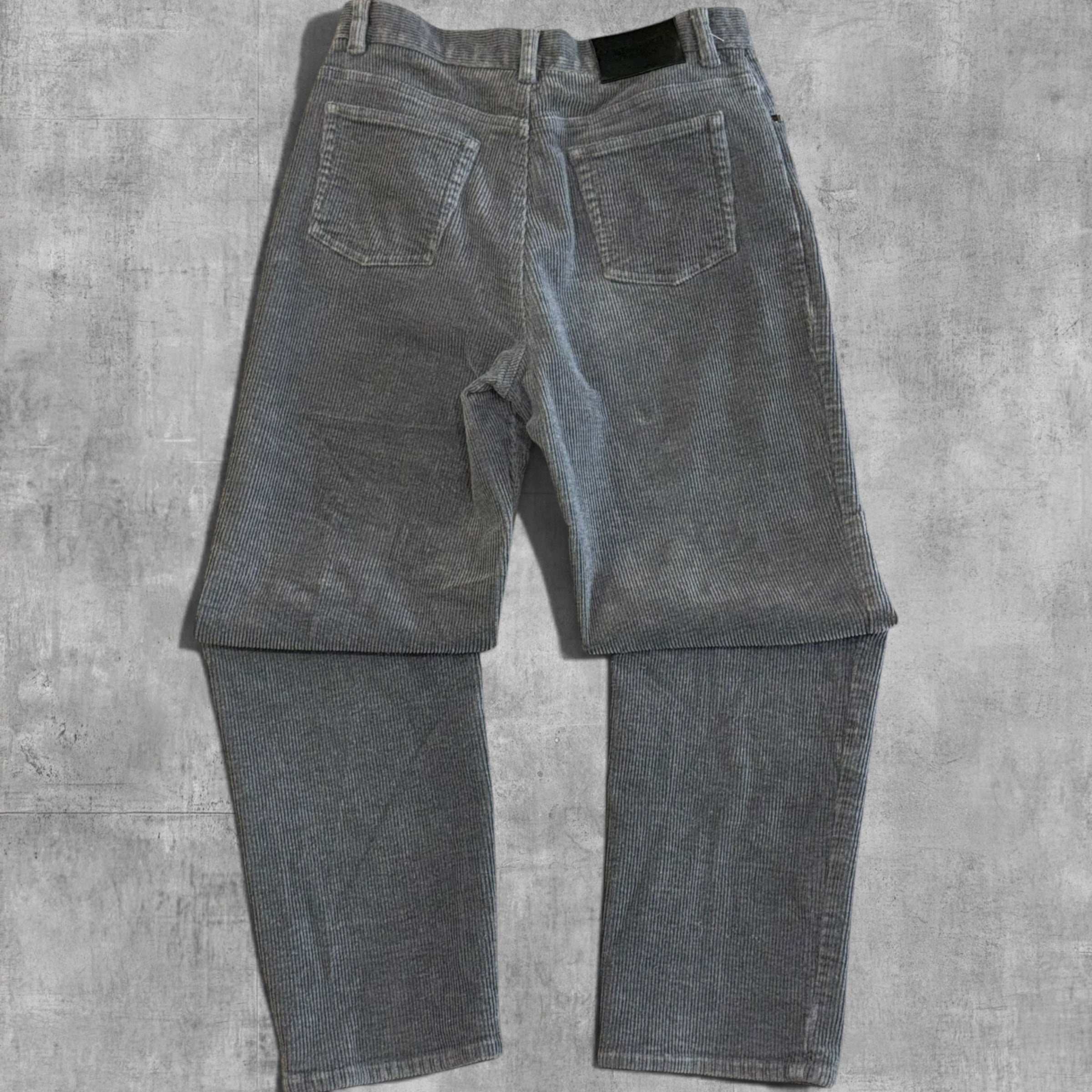 VINTAGE LAUREN RALPH LAUREN STRAIGHT LEG GREY CORDUROY PANTS - 8PX28