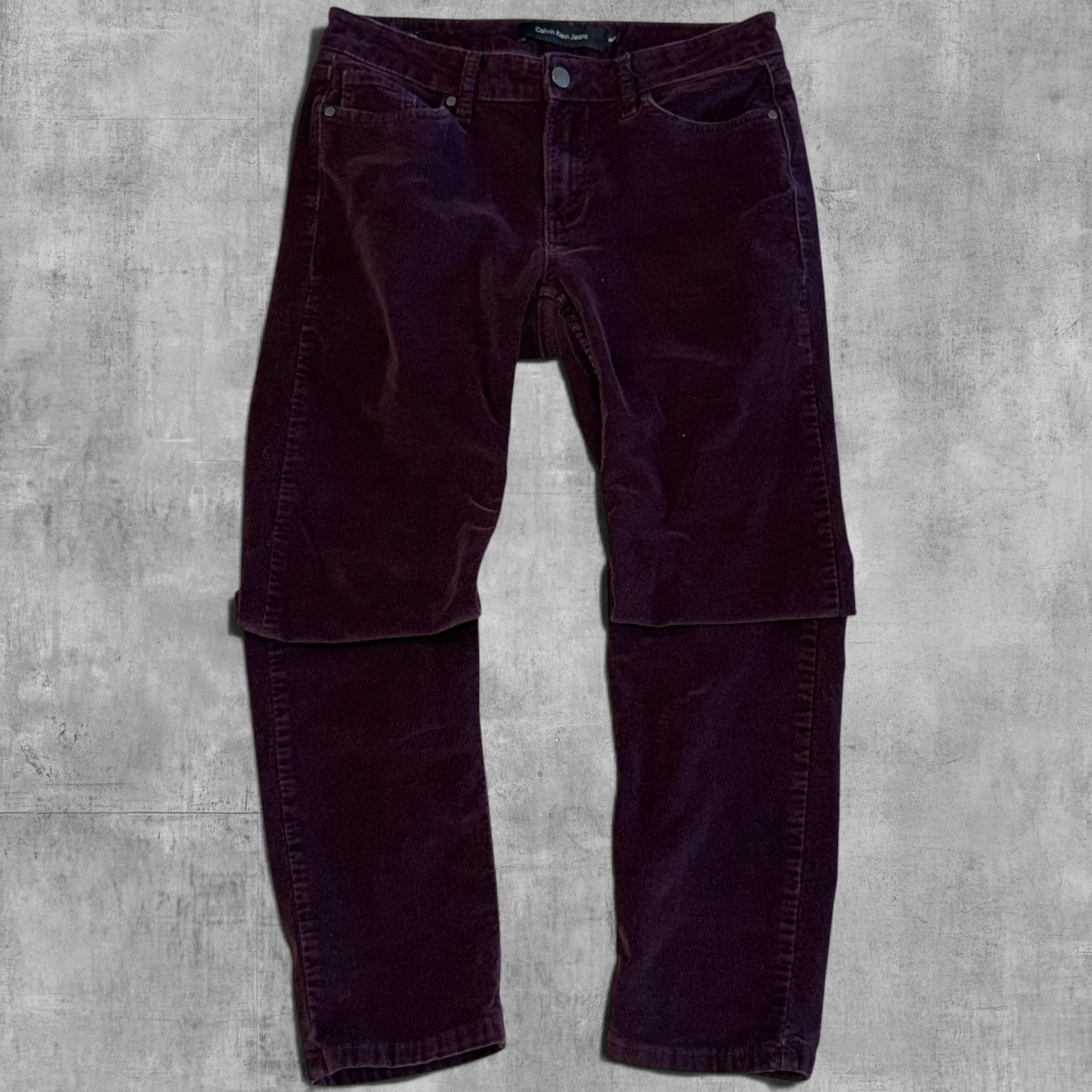VINTAGE CALVIN KLIEN ULTIMATE SKINNY MAROON CORDUROY - 8X30