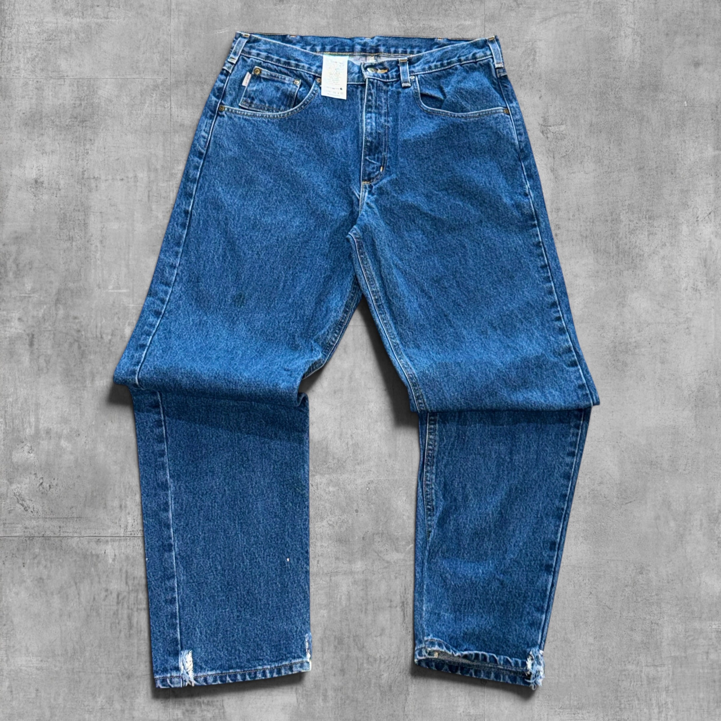 CARHARTT DISTRESSED BLUE JEANS - 34X32