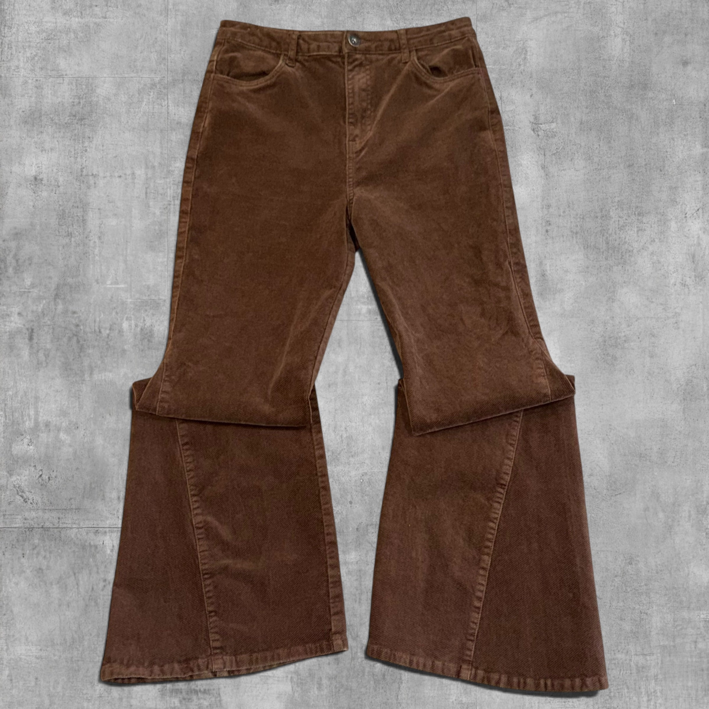 VINTAGE WEST OF MELROSE BROWN  STRAIGHT BELL BOTTOM FLARE CORDUROY PANTS - 10X32